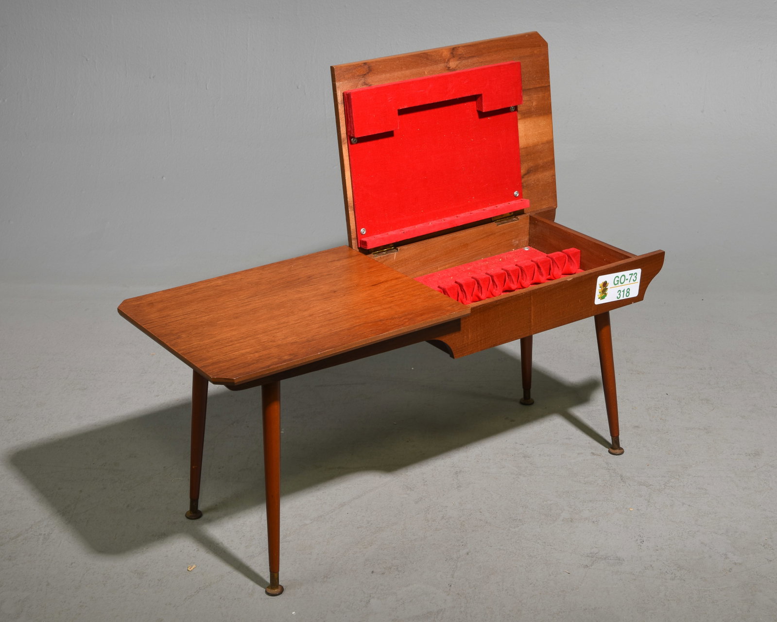 Mid Century Modern Cutlery Table: Danish Modern Style Cutlery Table - 16 in tall x 35.75 x 14