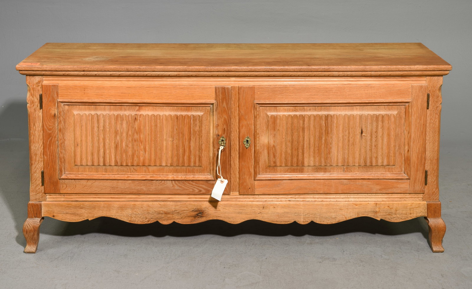 Danish Oak Low Two Door Credenza: Danish Oak Low Two Door Credenza - 27.5 in tall x 60 x 16.25 - Similar in style to / possibly by : S. Thrane & Son / Henning Kjaernulf / Guillerme & Chambron.