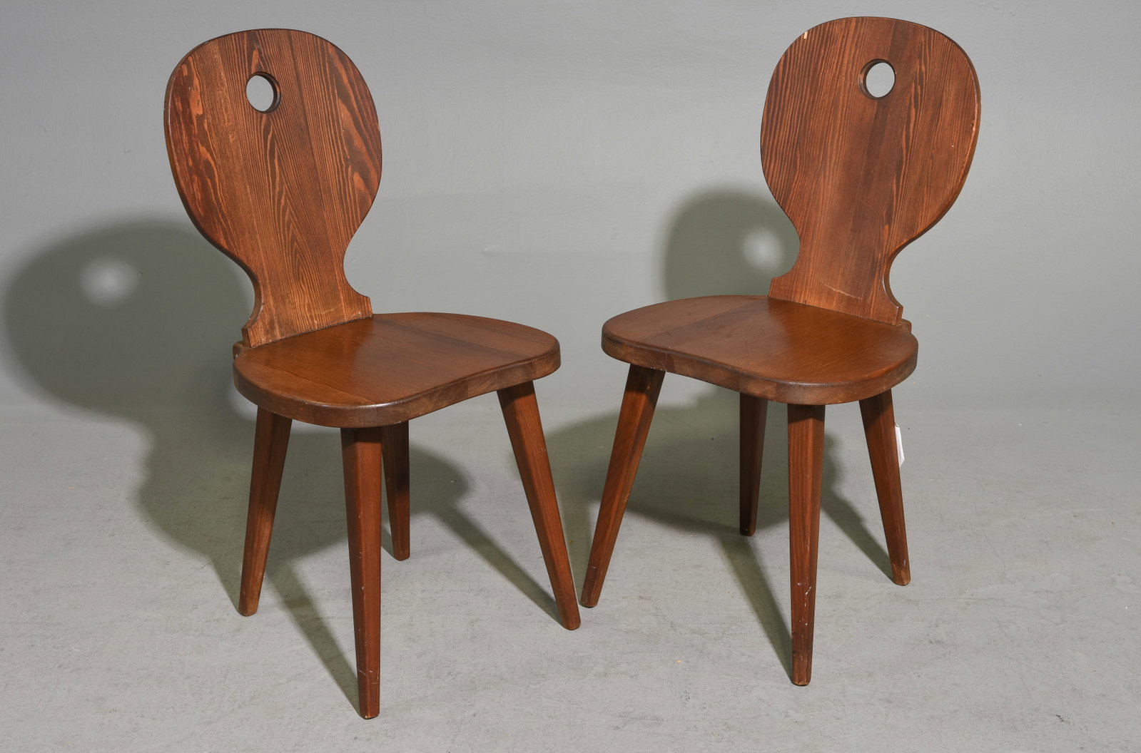 Swedish Pair of Primitive Oak Chairs: Swedish Pair of Primitive Oak Chairs - 33 in tall x 16 x 18 each with a seat height of 15.25 inches