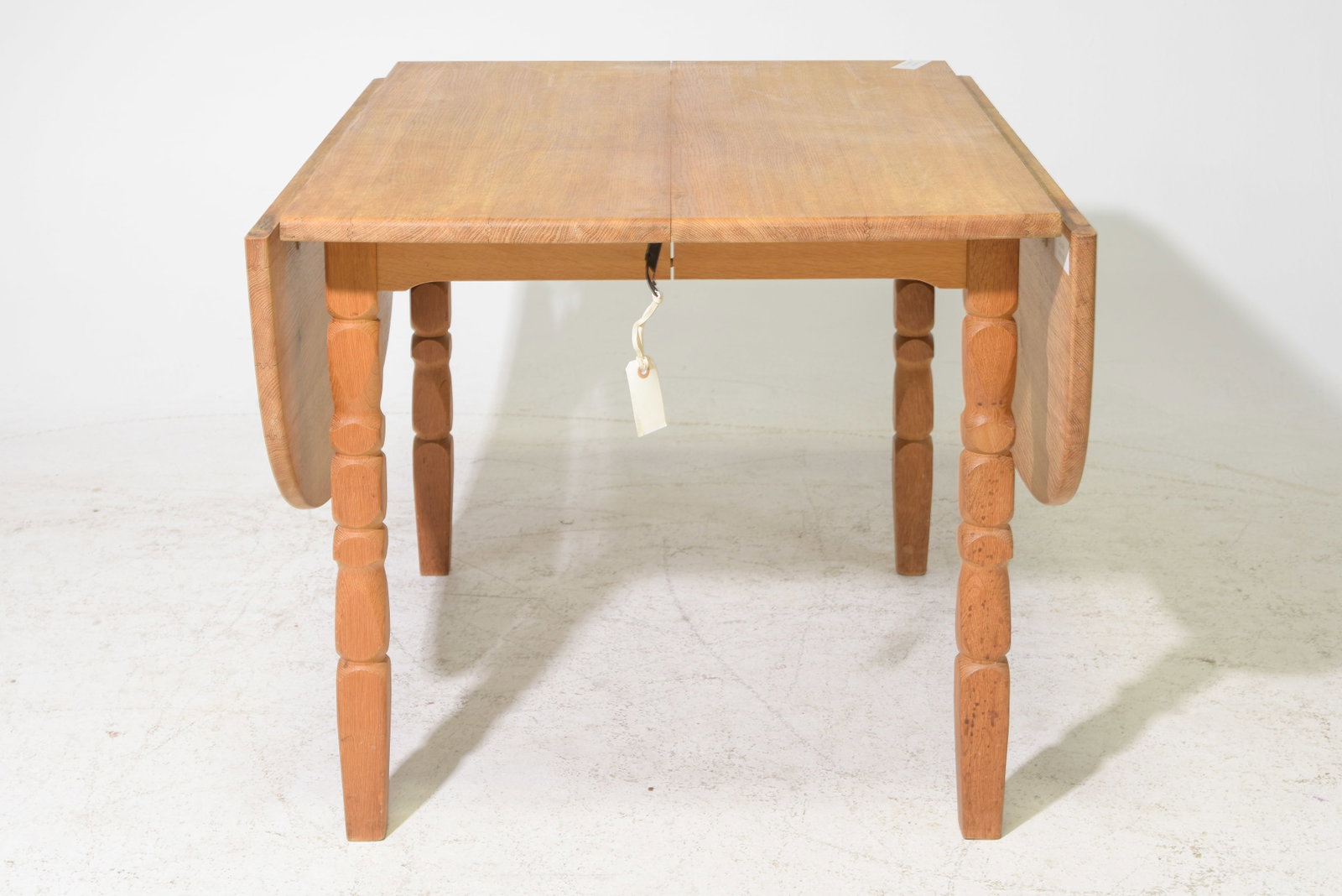 Danish Oak Table with Three Leaves: Danish Oak Table with Three Leaves - 29 in tall x 35 x 41.5, Two Leaves add an additional 16 inches each and the other adds an additional 20 inches