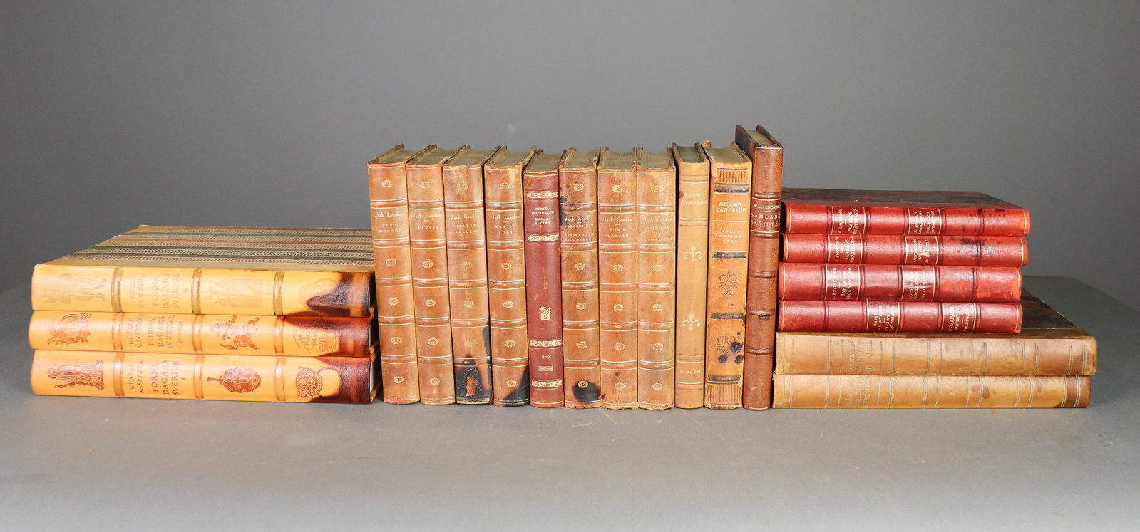 20 Leather Bound European Books / Novels #1: 20 Leather Bound European Books / Novels - 10.75 in tall x 8 x 1.5