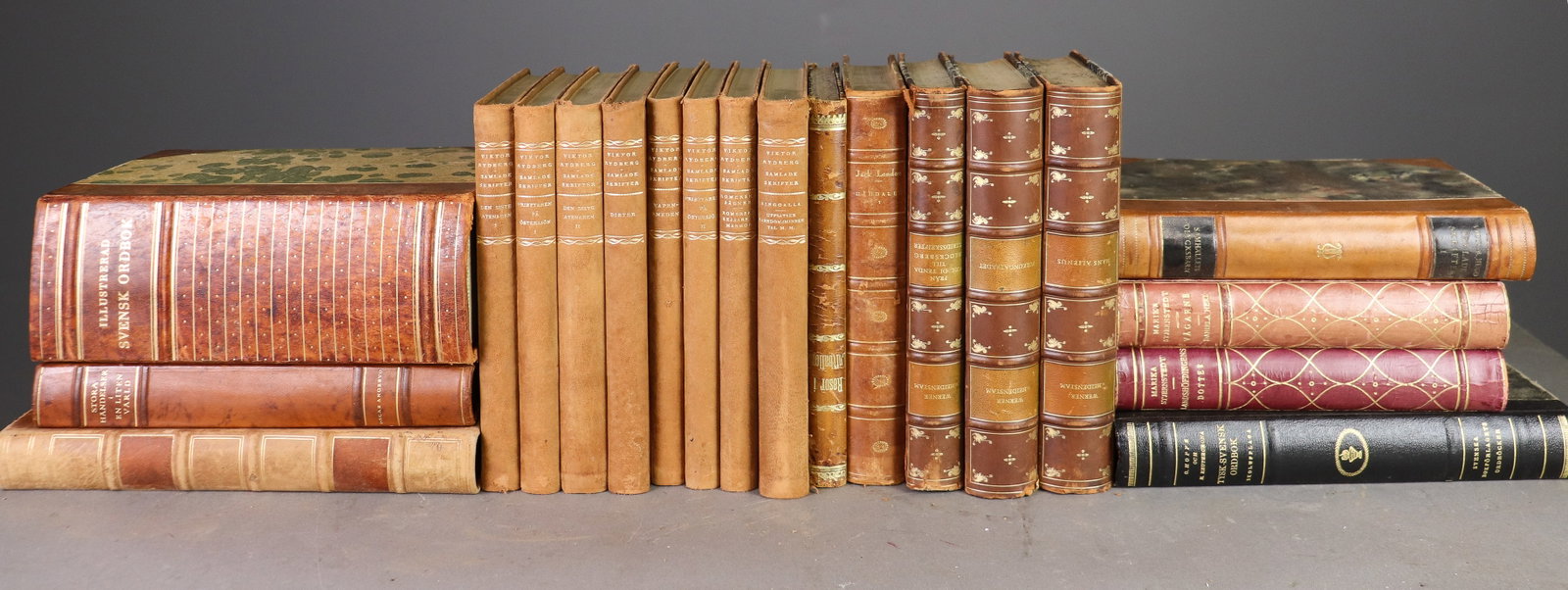 20 Leather Bound European Books / Novels #2: 20 Leather Bound European Books / Novels - 9 in tall x 6 x 3.25
