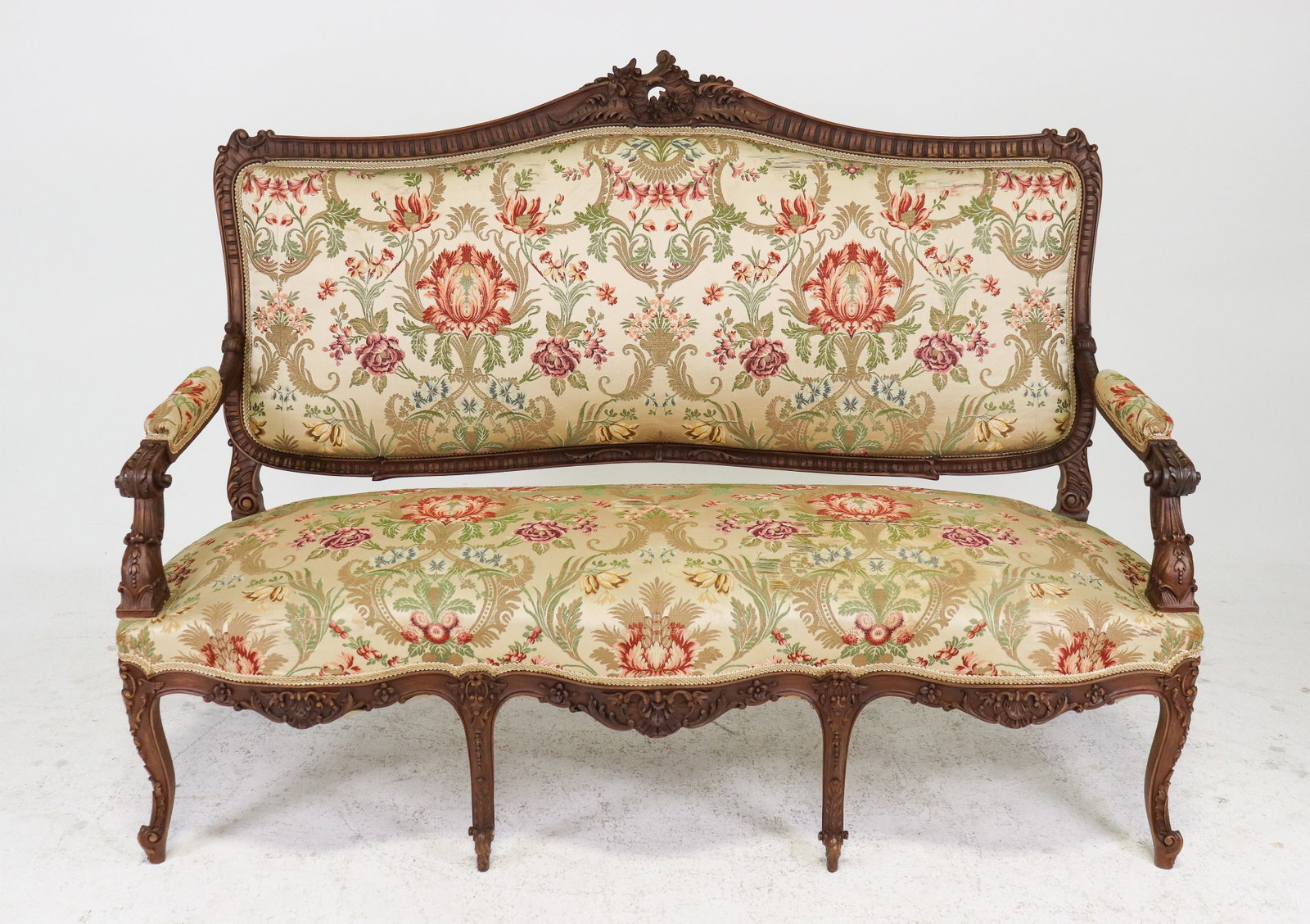 Louis XV Style Carved Upholstered Settee (1 of 10)
