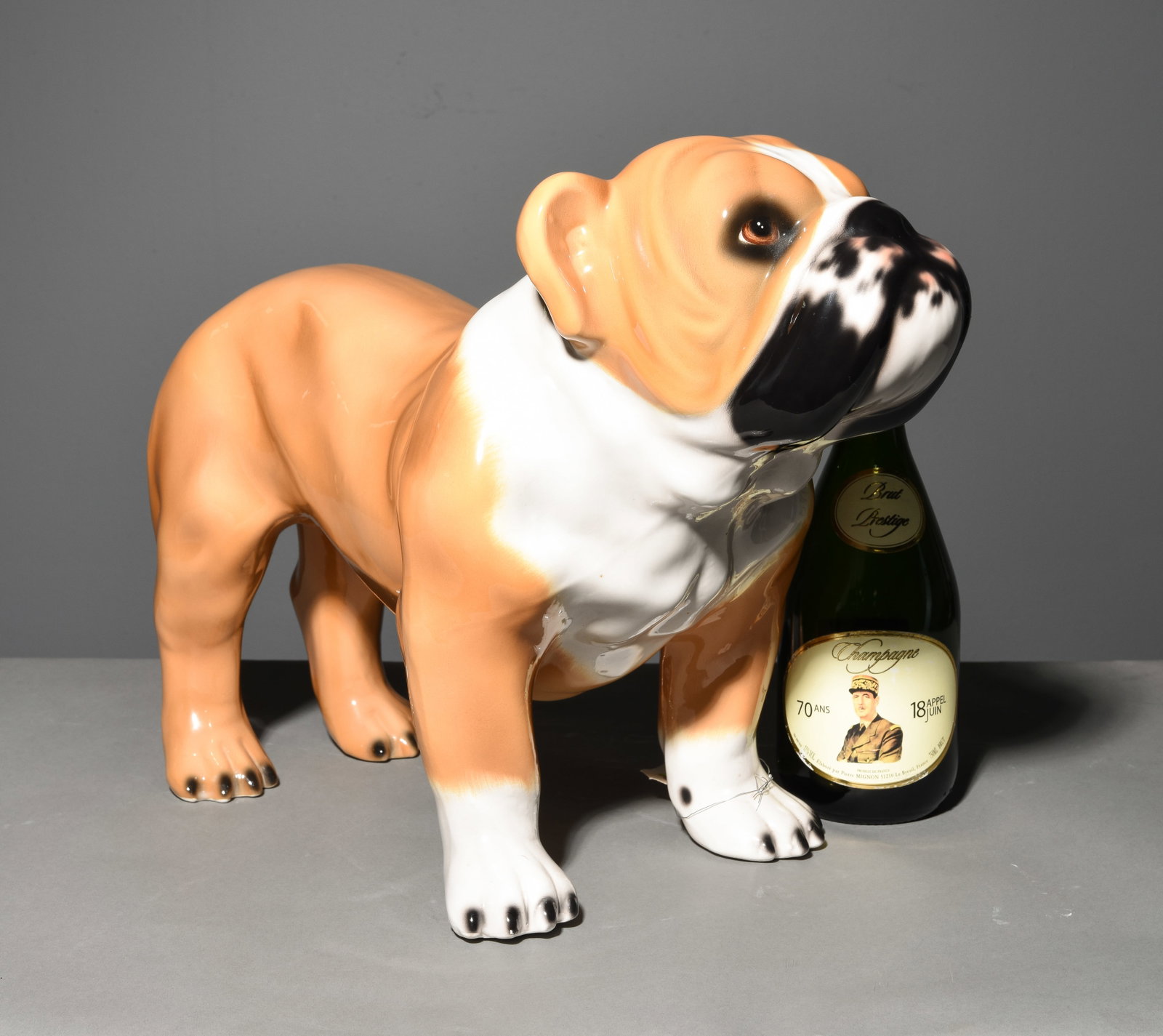 Italian Hand Painted Ceramic Bull Dog #2: Italian Hand Painted Ceramic Bull Dog - 14 in tall x 10 x 20