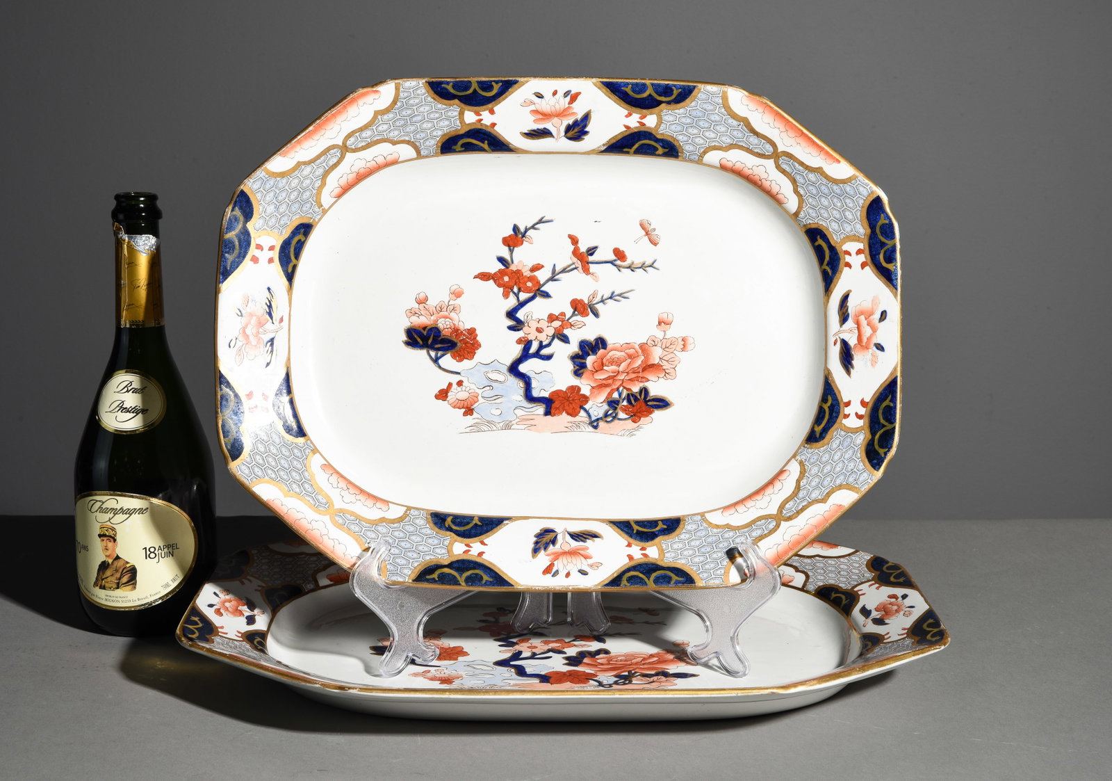 2 Copeland Imari Style Platters #1: 2 Copeland Imari Style Platters - 1.5 in tall x 19 x 14.25 and 1.5 in tall x 17 x 13