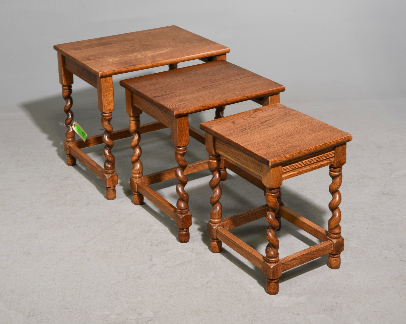 British Oak Barley Twist Nest of 3 Tables (1 of 5)