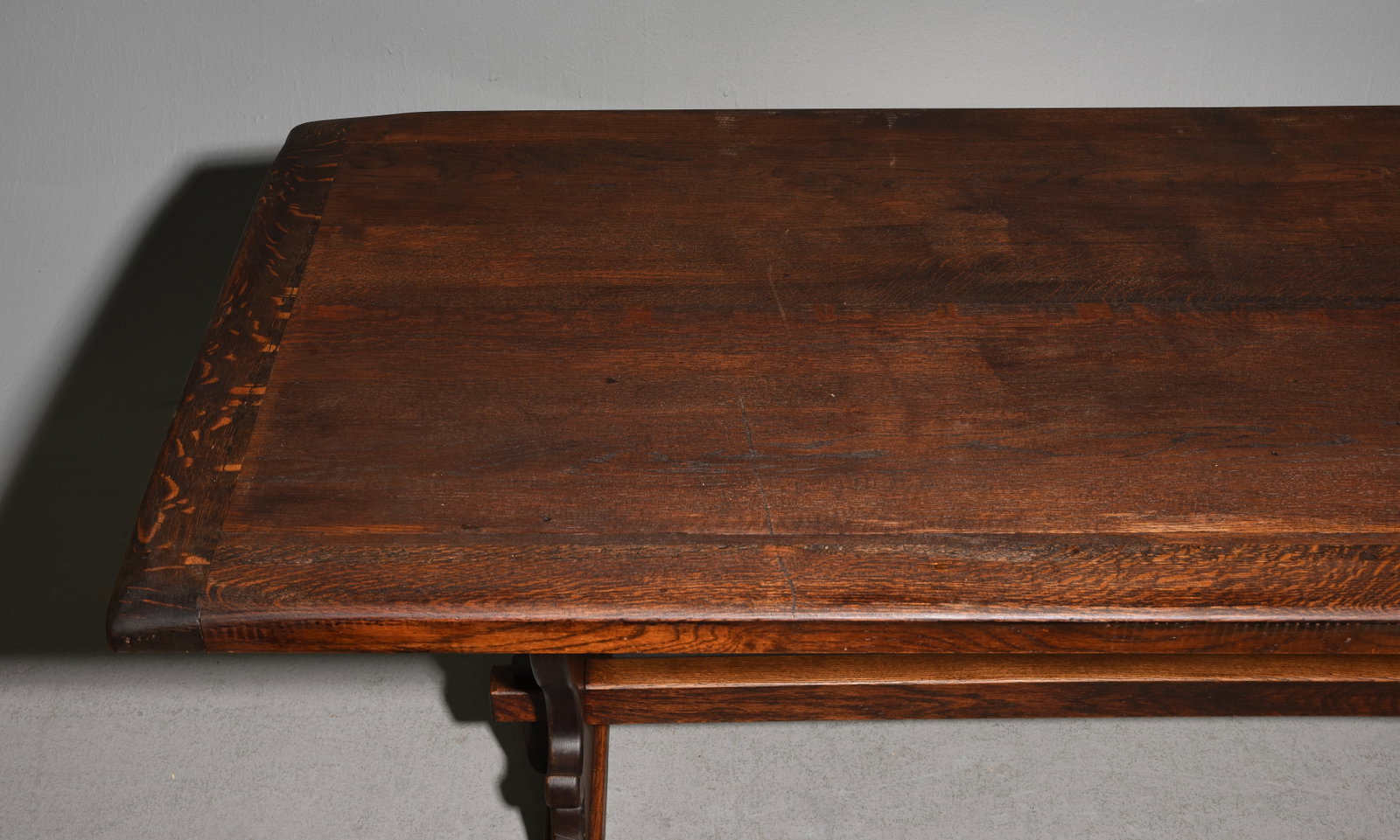 French Solid Oak Trestle Base Monastery Table - 2