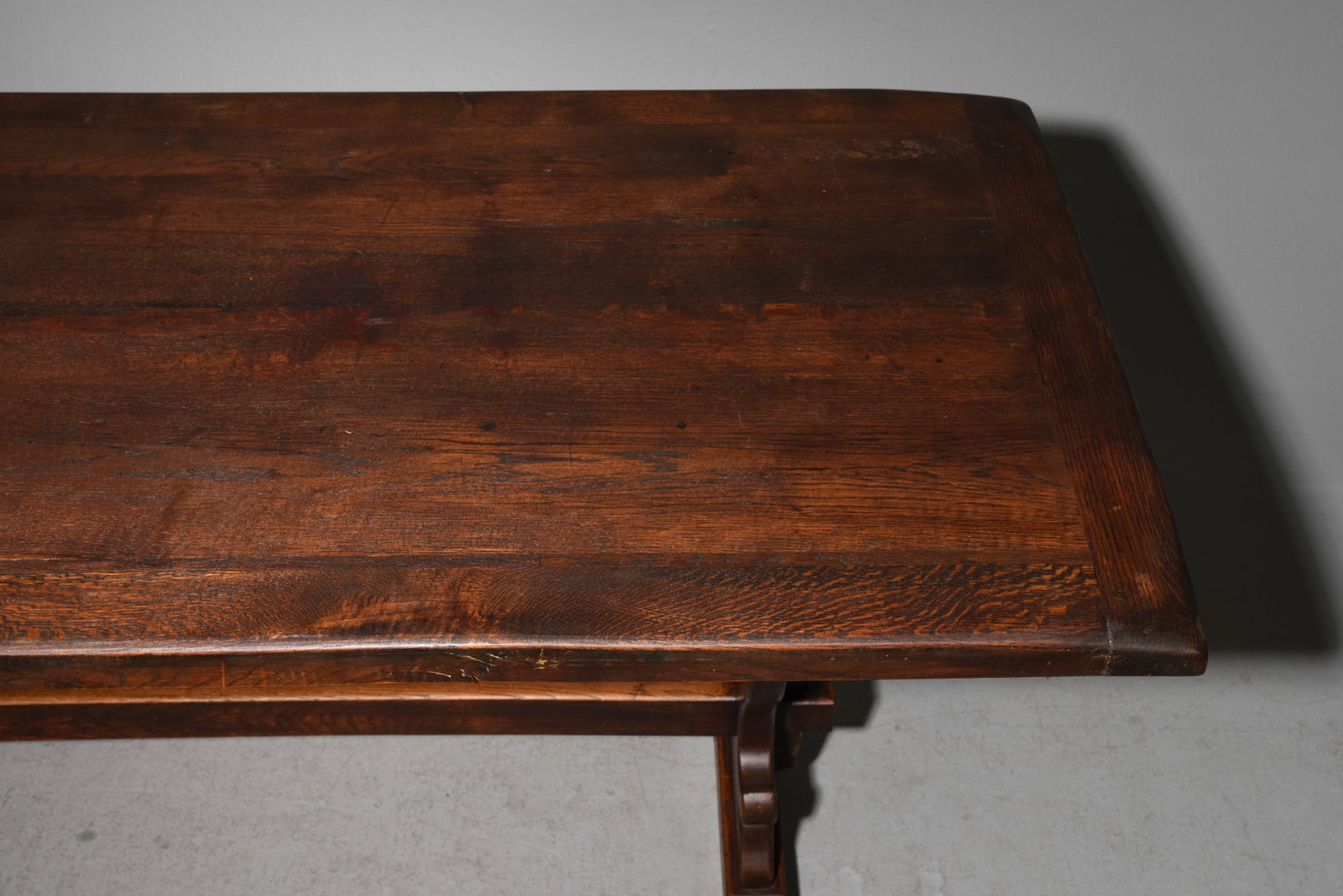 French Solid Oak Trestle Base Monastery Table - 3