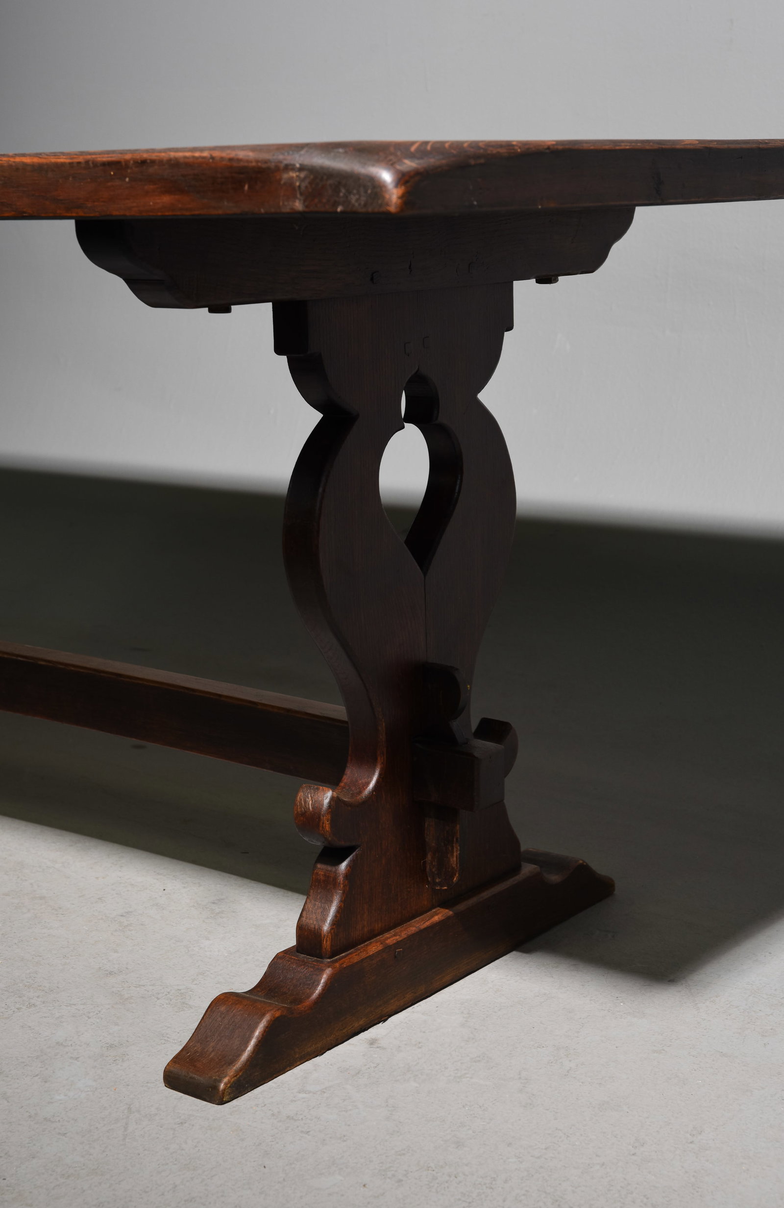 French Solid Oak Trestle Base Monastery Table - 6