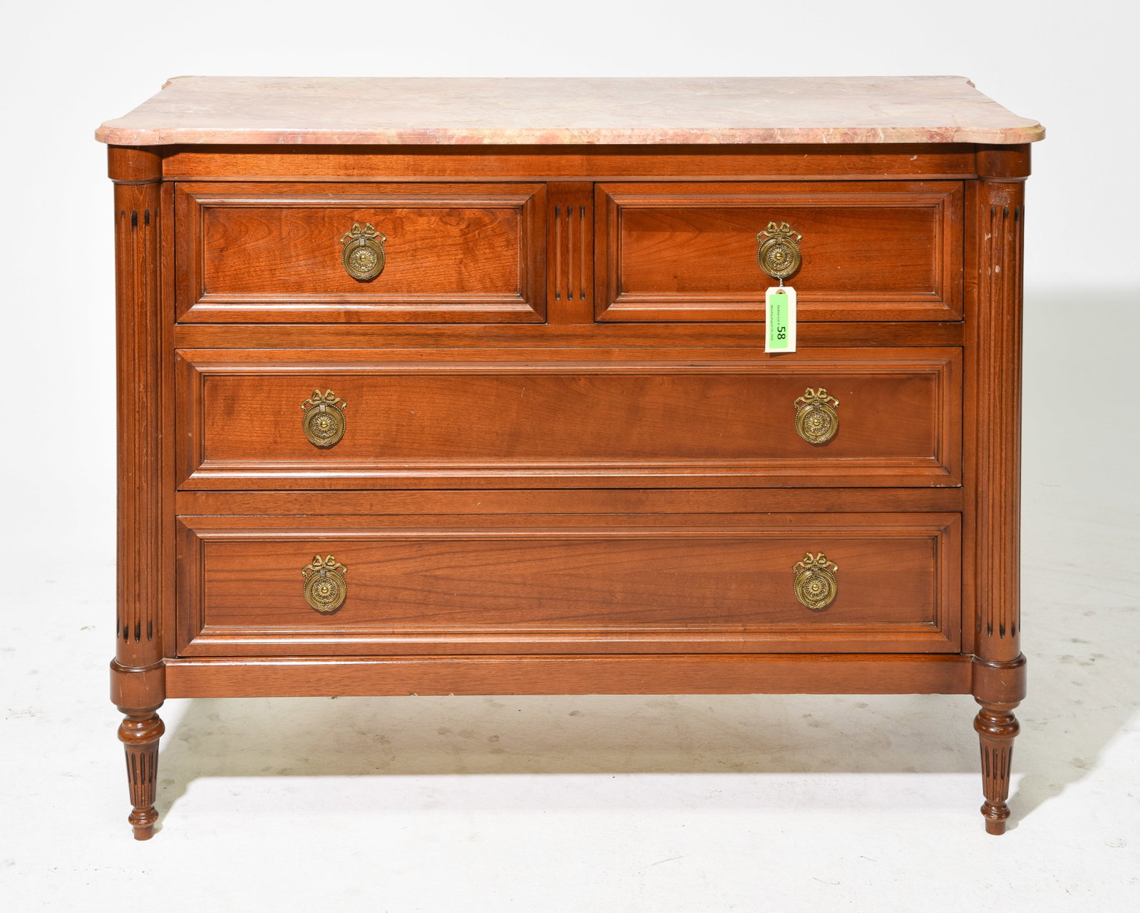 Louis XVI Style Marble Top Four Drawer Chest #1 (1 of 6)