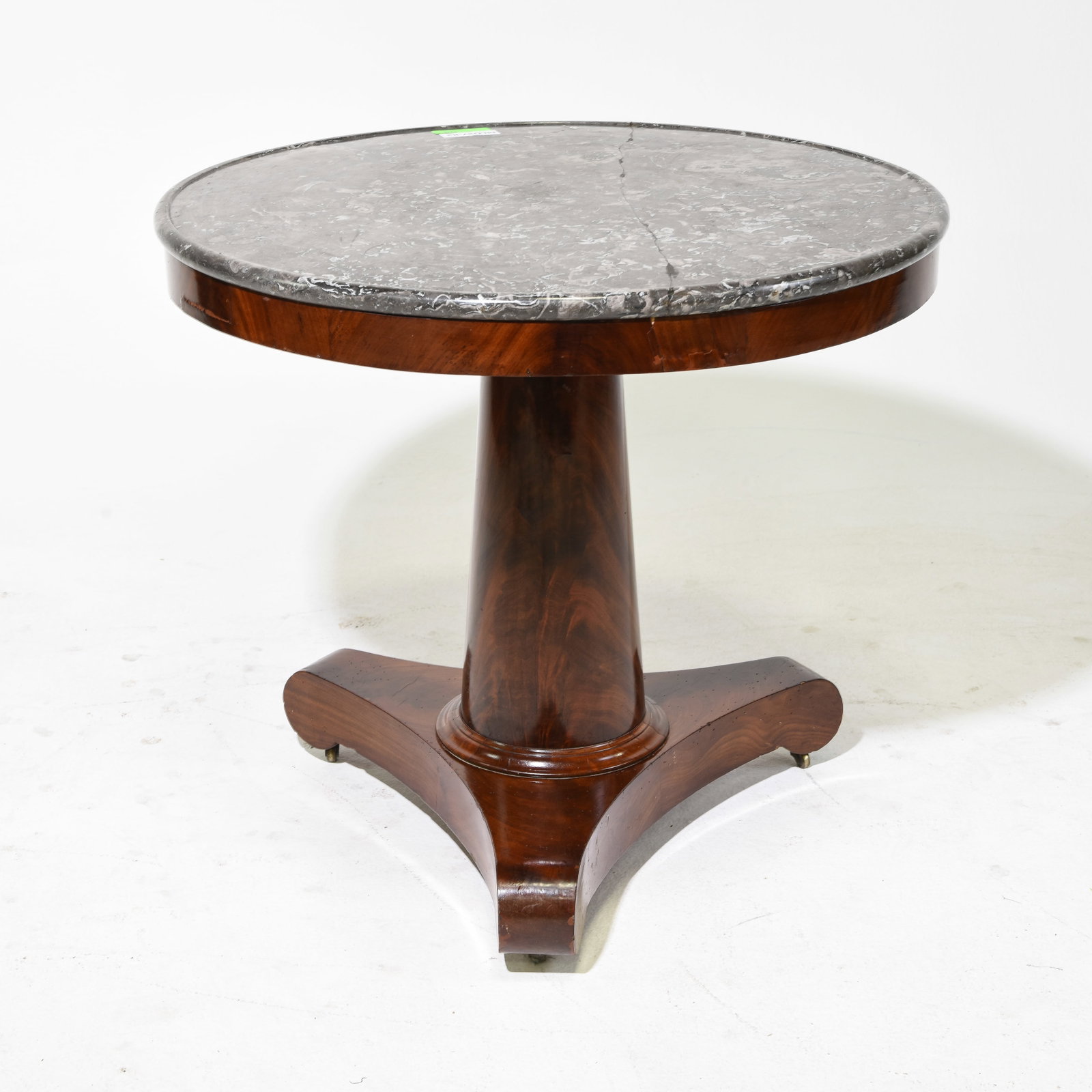 French Empire Style Round Mahogany Marble Top Table (1 of 5)