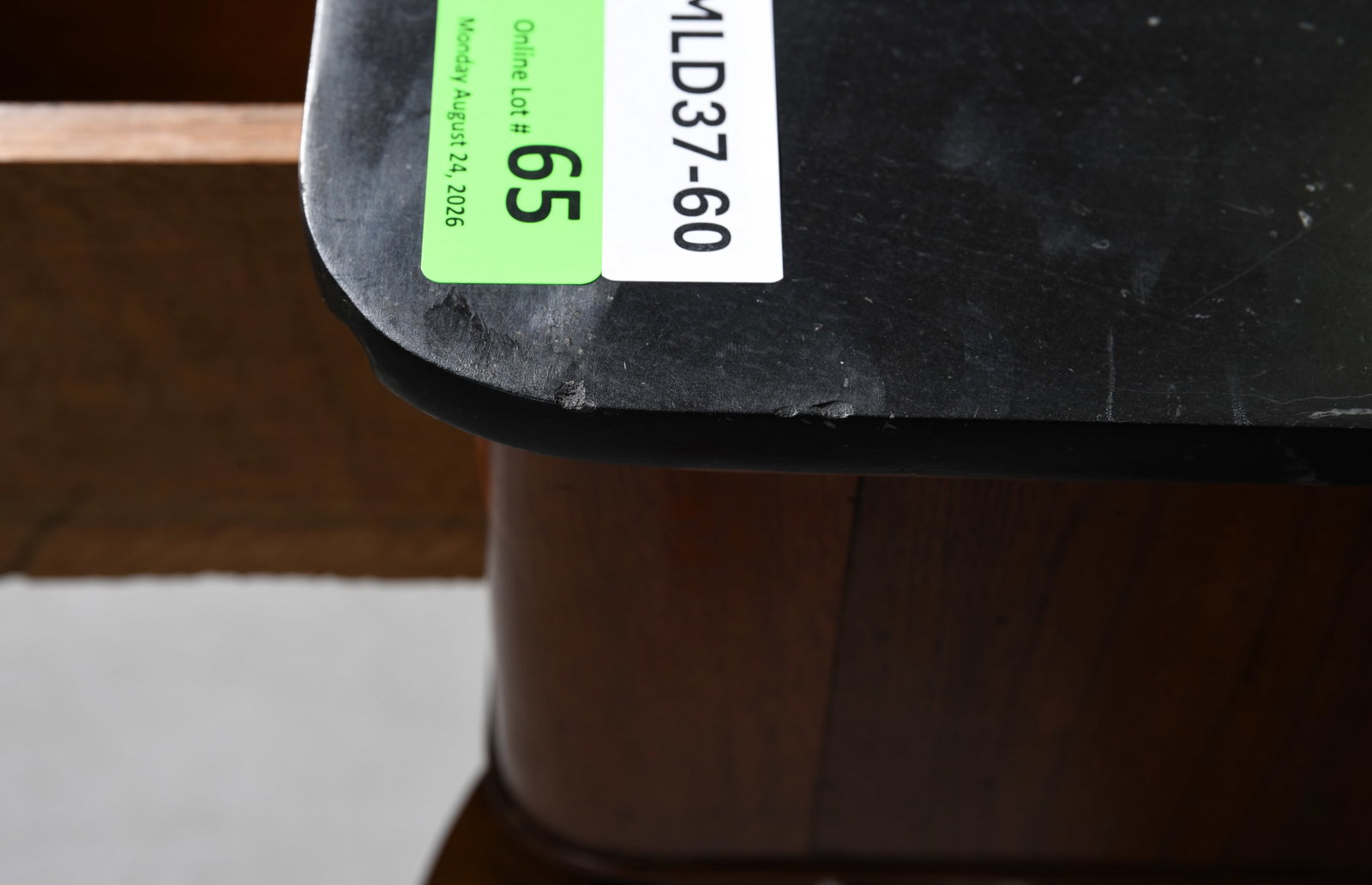 French Marble Top Single Drawer Walnut Table - 6
