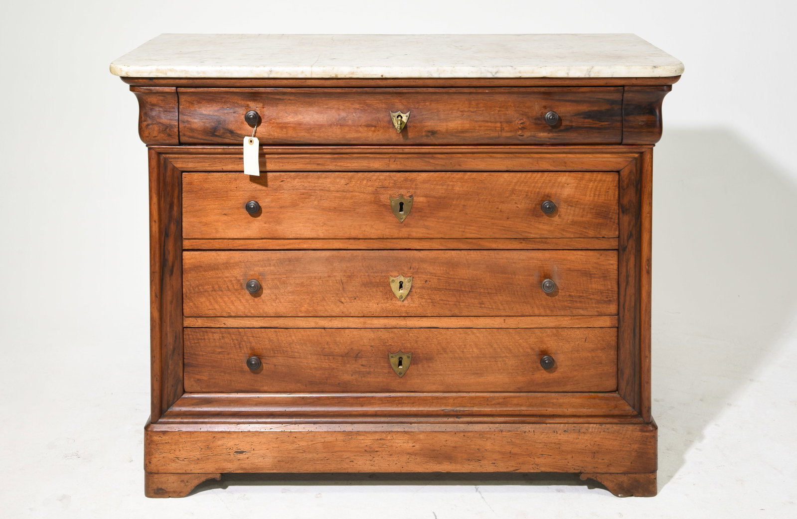 Louis Philippe Style Marble Top Secretary Chest: French Louis Philippe Style Marble Top Secretary Chest - 37.5 in tall x 46.5 x 22
