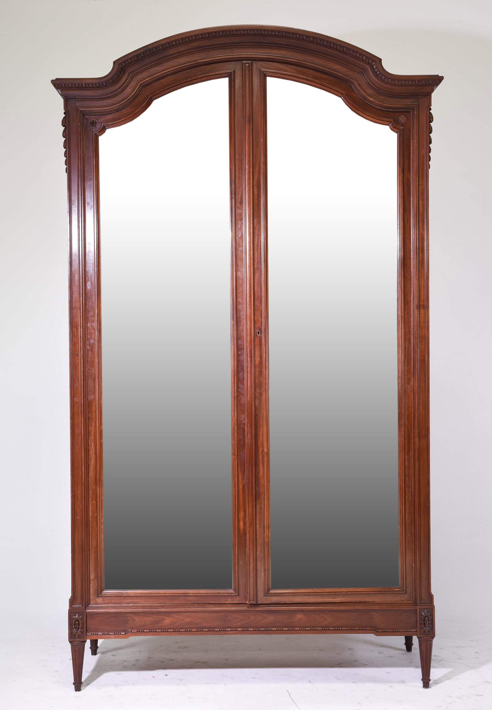 Louis XVI Style Large Double Mirror Door Armoire: French Louis XVI Style Large Double Mirror Door Armoire - 101 in tall x 59 x 21