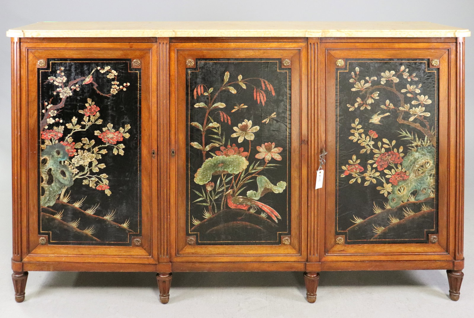 Louis XVI Style Marble Top 3 Door Sideboard (1 of 9)