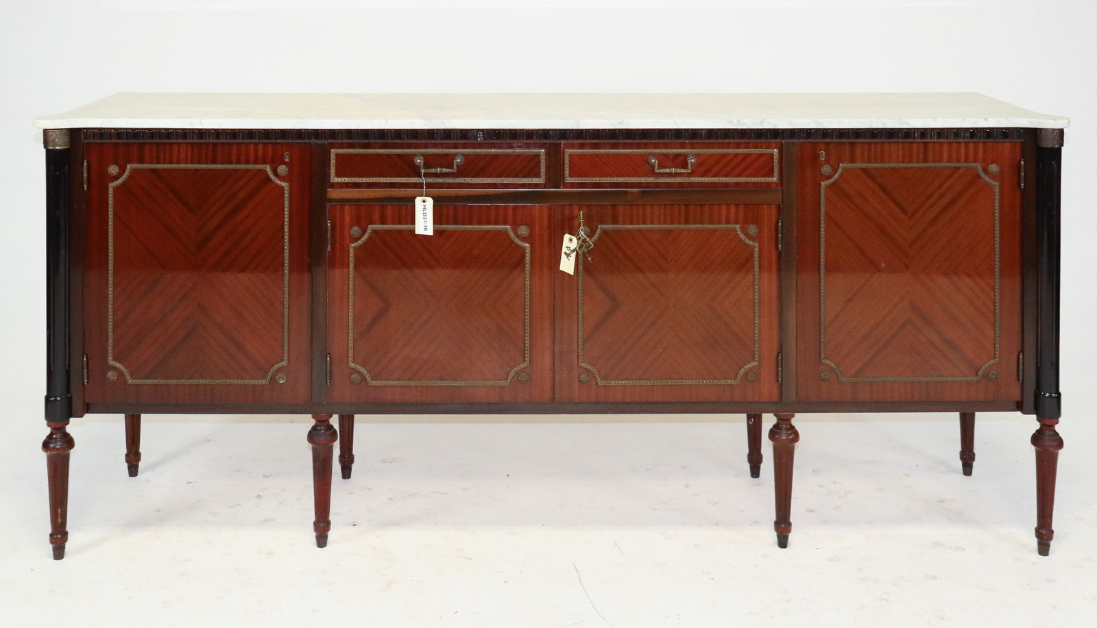 Louis XVI Style Mahogany White Marble Top Sideboard (1 of 6)