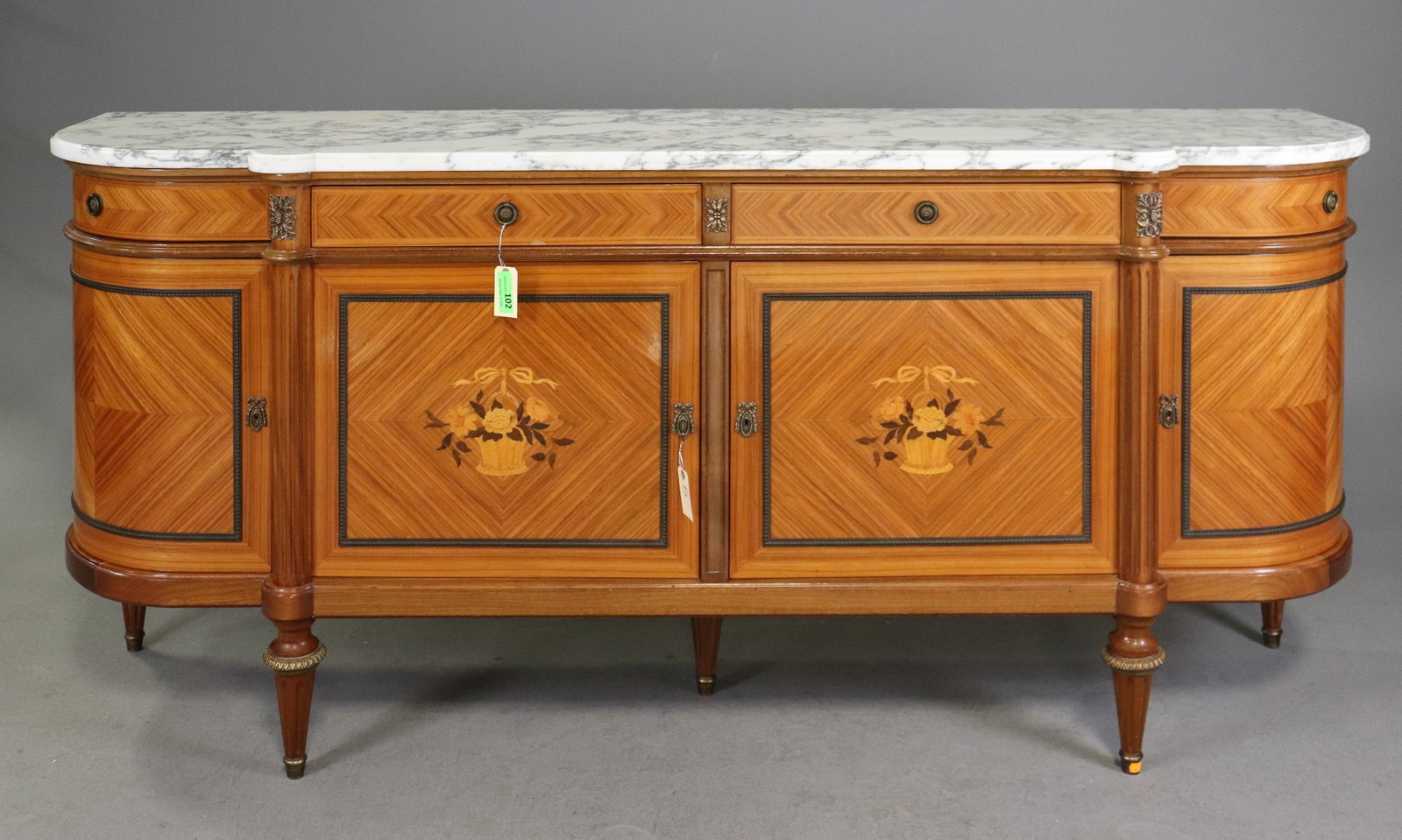 Louis XVI Style White Marble Top Curved Sideboard (1 of 8)