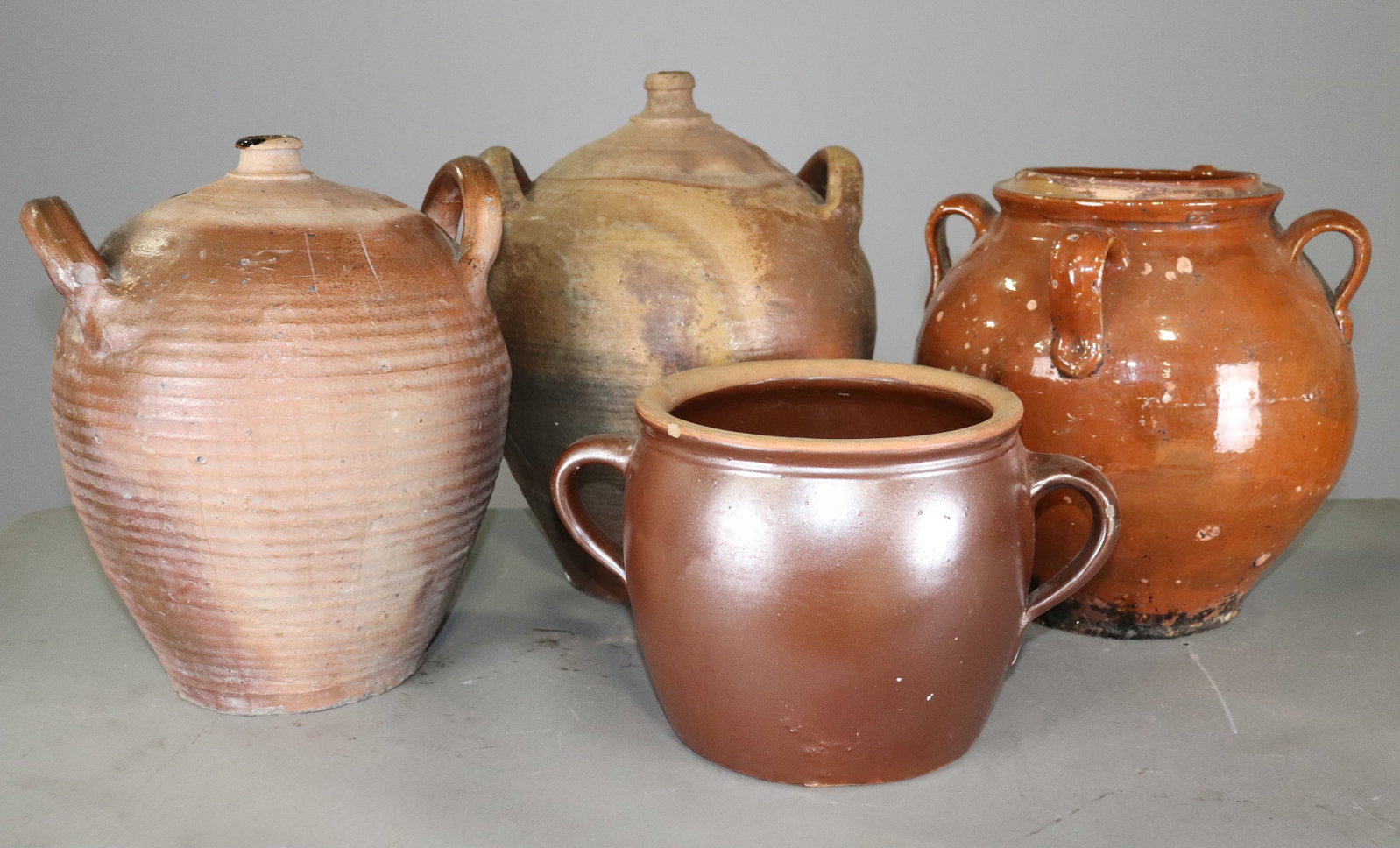 4 French Terracotta Pots / Crocks: 4 French Terracotta Pots / Crocks - 15.5 in tall x 12 in diameter