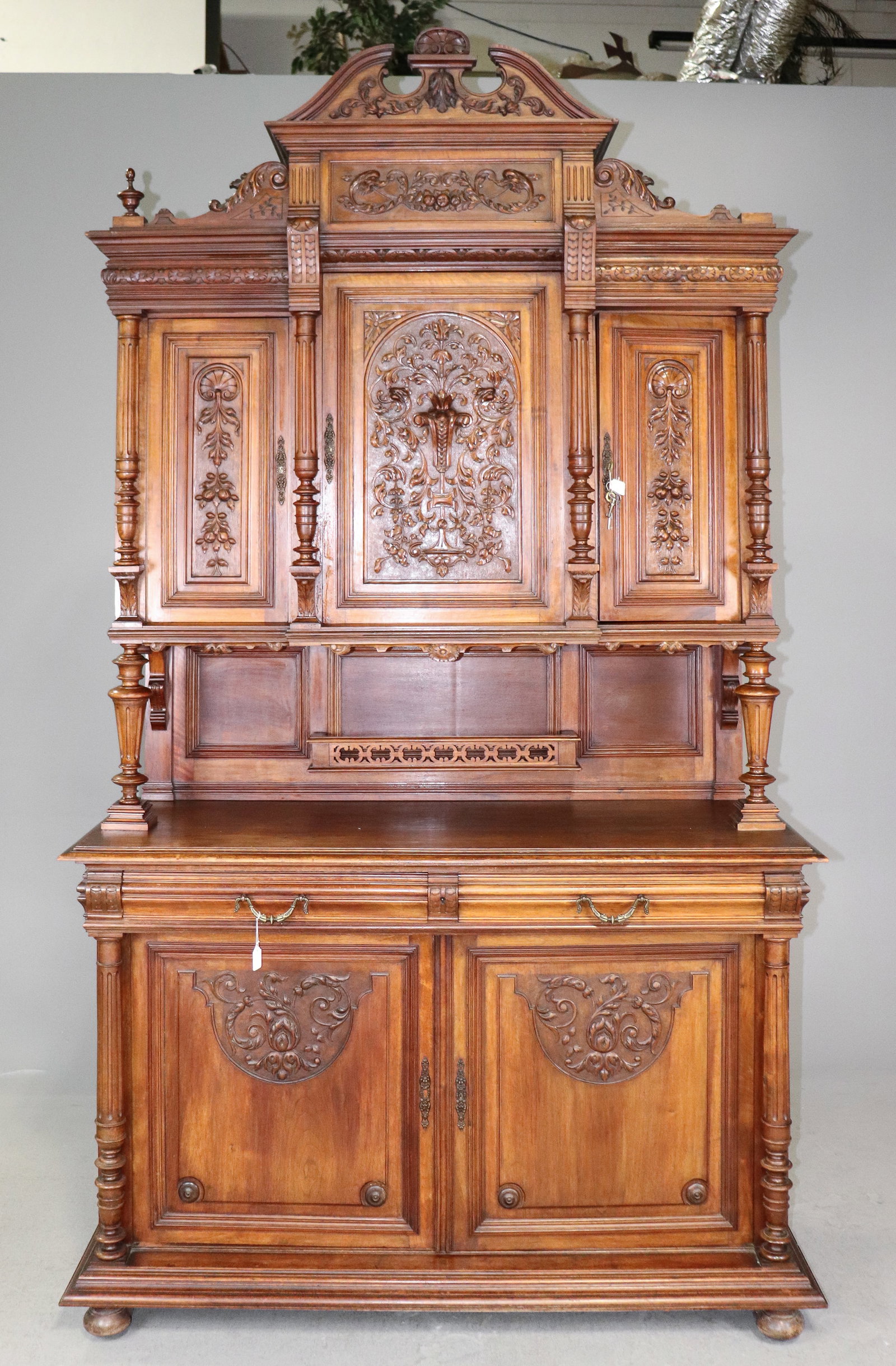 Renaissance Style Carved Walnut Double Buffet (1 of 10)