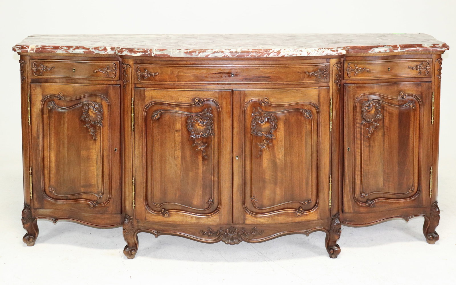 Louis XV Style Curved Marble Top Sideboard (1 of 11)