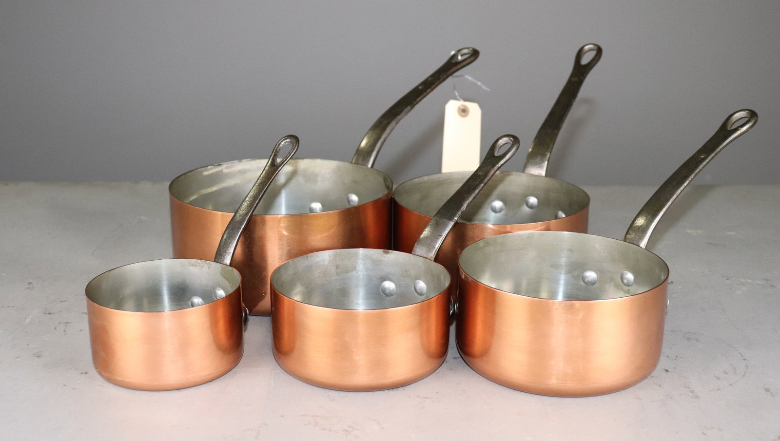 Set of 5 French Graduated Copper Sauce Pans #1 (1 of 3)