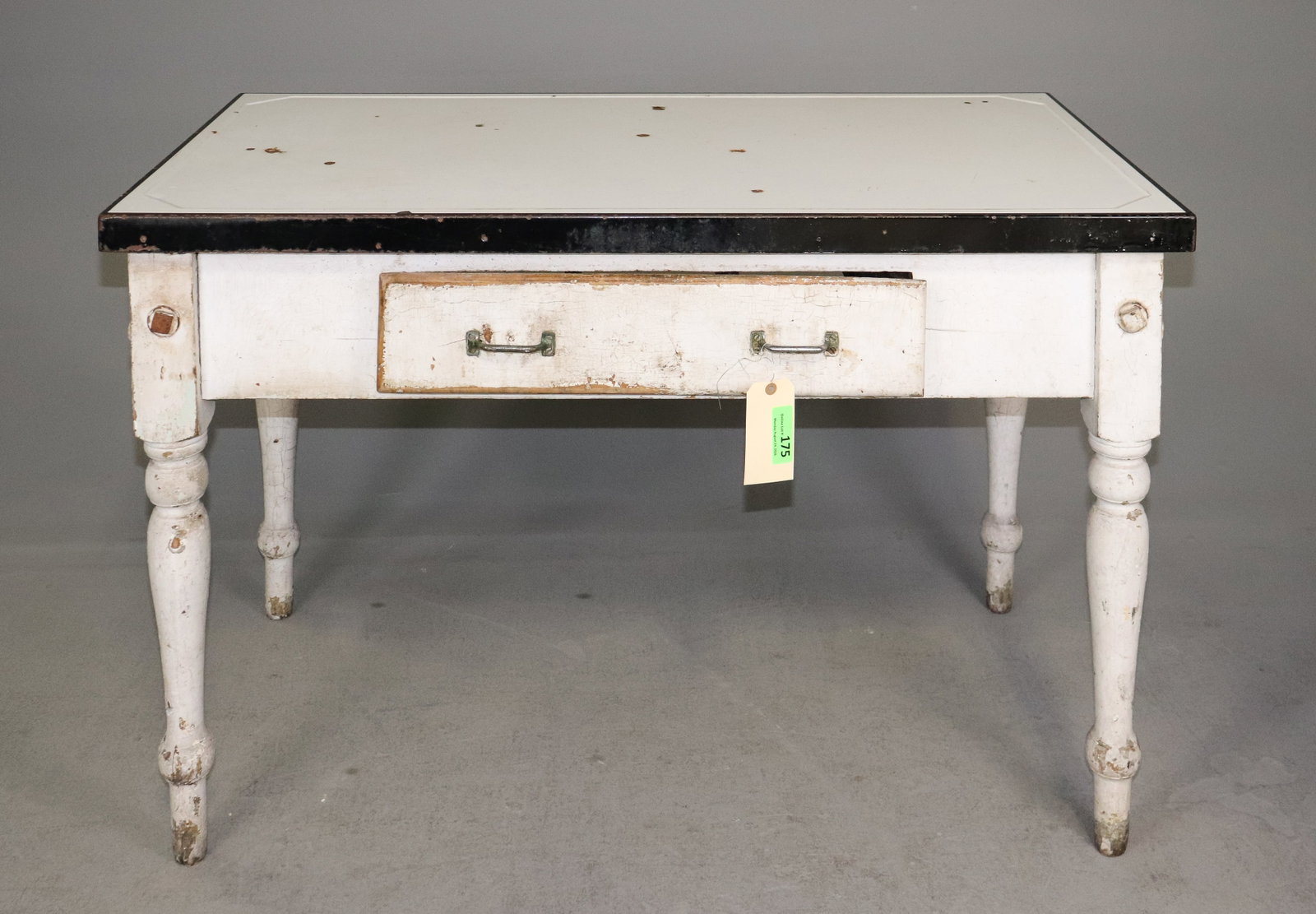 Painted Kitchen Work Table With Turned Legs: Painted Kitchen Work Table With Turned Legs - 32 in tall x 49.5 x 27.5