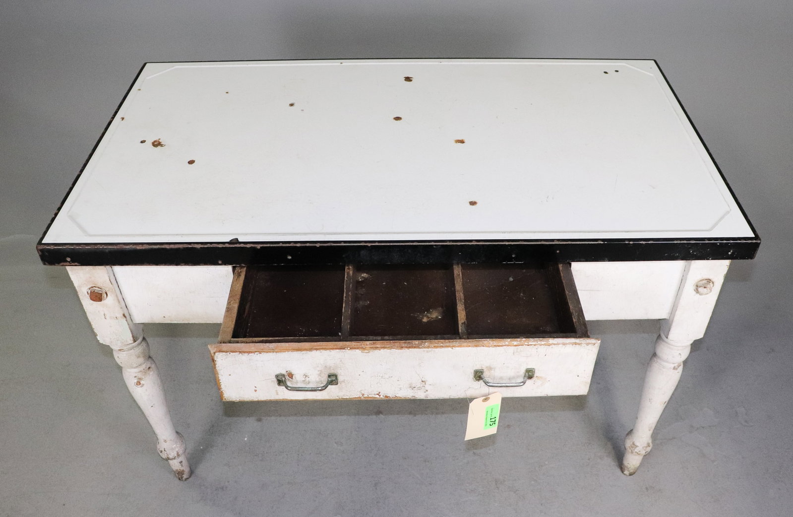 Painted Kitchen Work Table With Turned Legs - 2