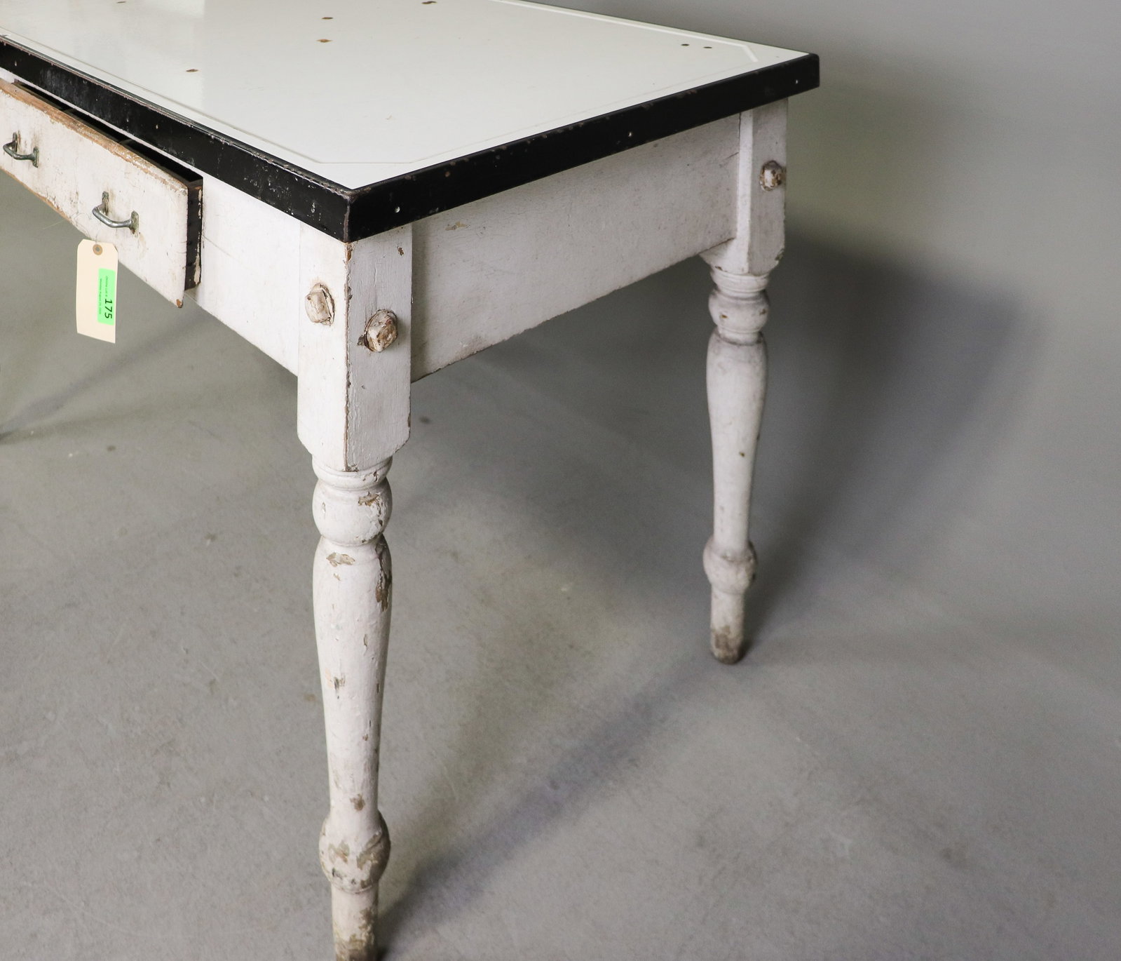 Painted Kitchen Work Table With Turned Legs - 3