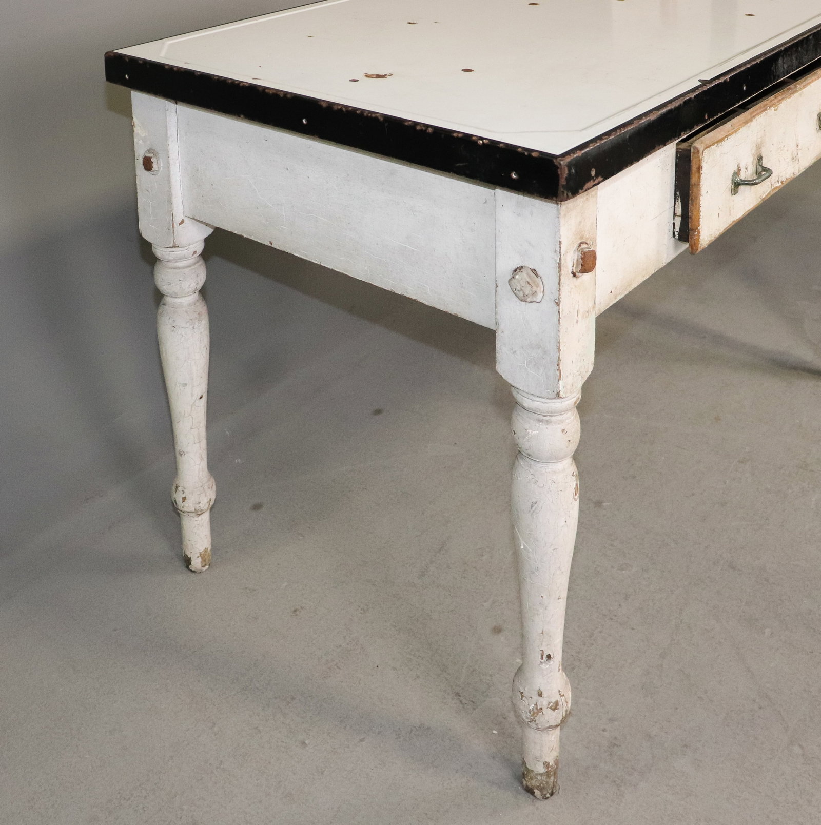 Painted Kitchen Work Table With Turned Legs - 4