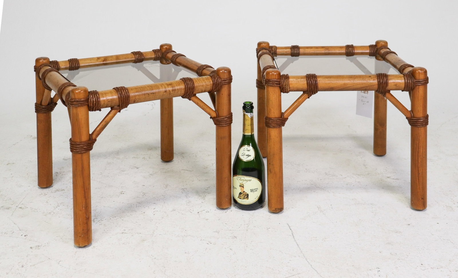 2 Rattan Glass Top Side tables (1 of 3)