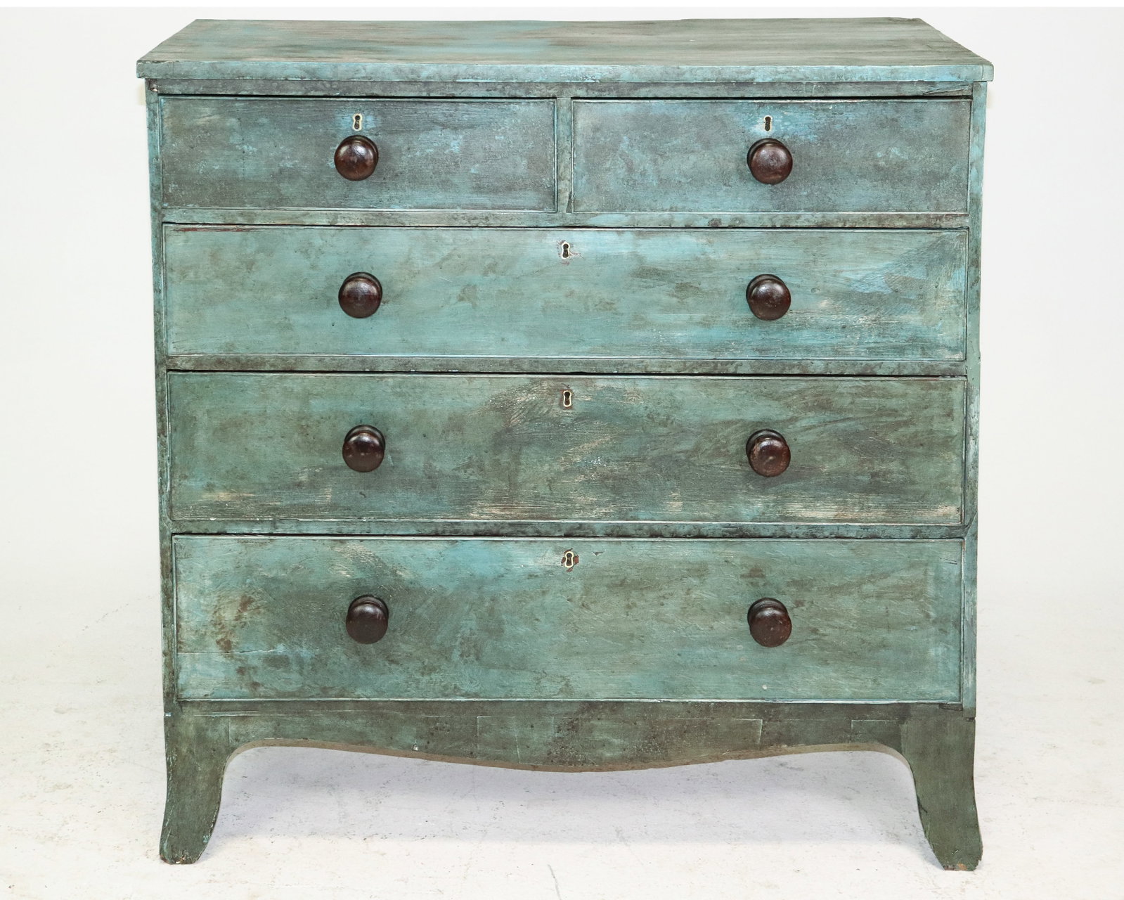 Painted Antique Mahogany 5 Drawer Chest: Painted Antique Mahogany 5 Drawer Chest - 42 in tall x 42 x 21