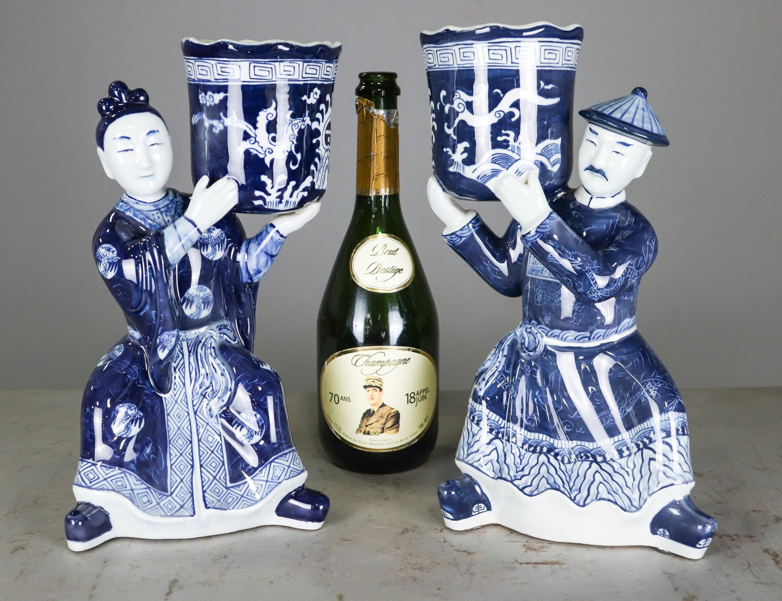 2 Blue & White Asian Porcelain Figures (1 of 4)
