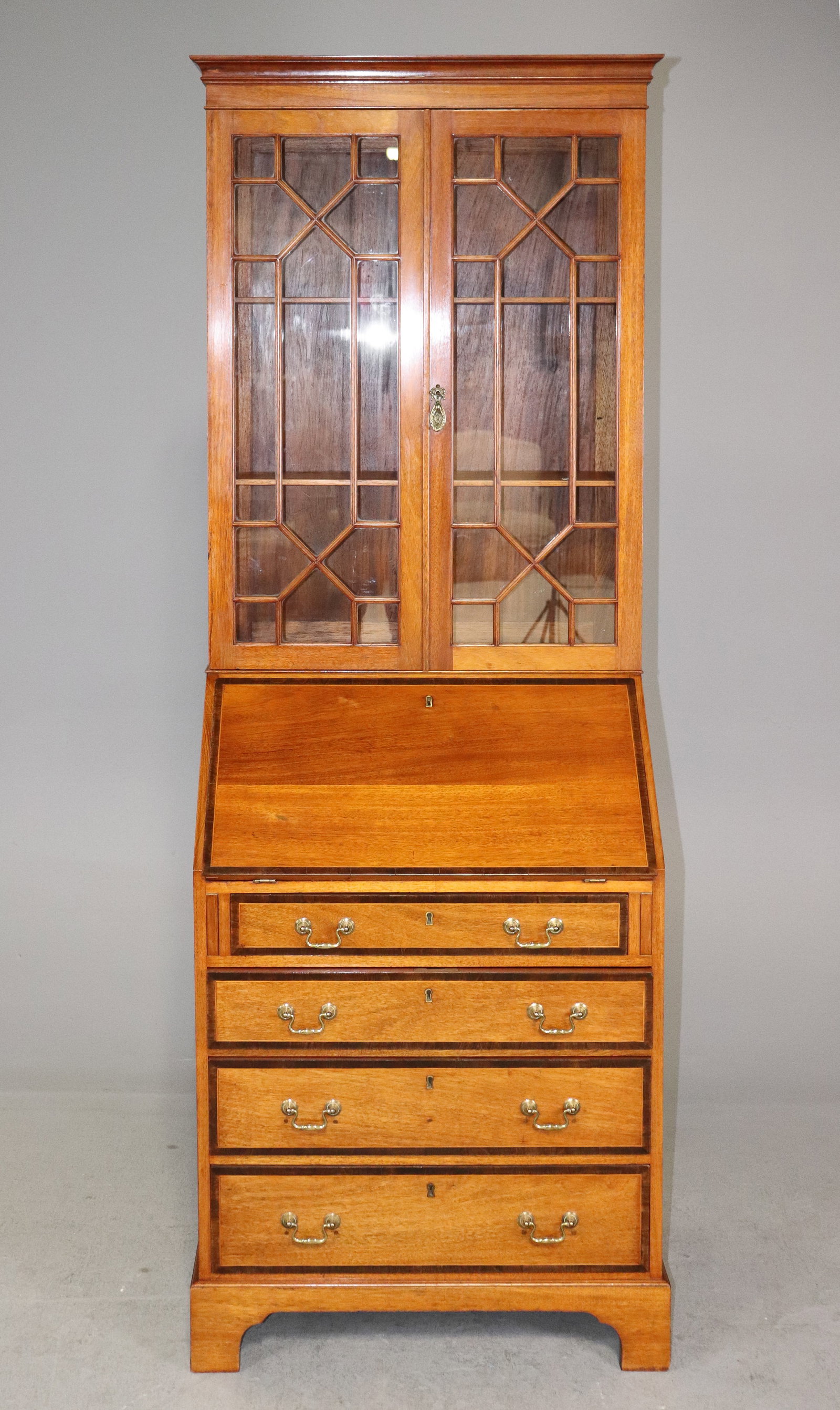 English Oak Secretary Bookcase (1 of 7)