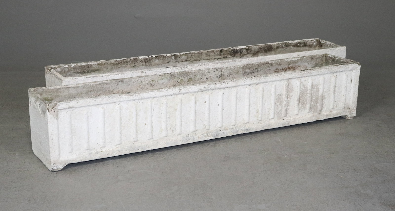 Willy Guhl (1915-2004) - 2 Rectangular Planters: Willy Guhl (1915-2004) - 2 Rectangular Planters - 9 in tall x 47.5 x 8 and 8 n tall x 47.5 x 8 - Much of Willy Guhl's work is crafted from either concrete or Eternit & made in Switzerland