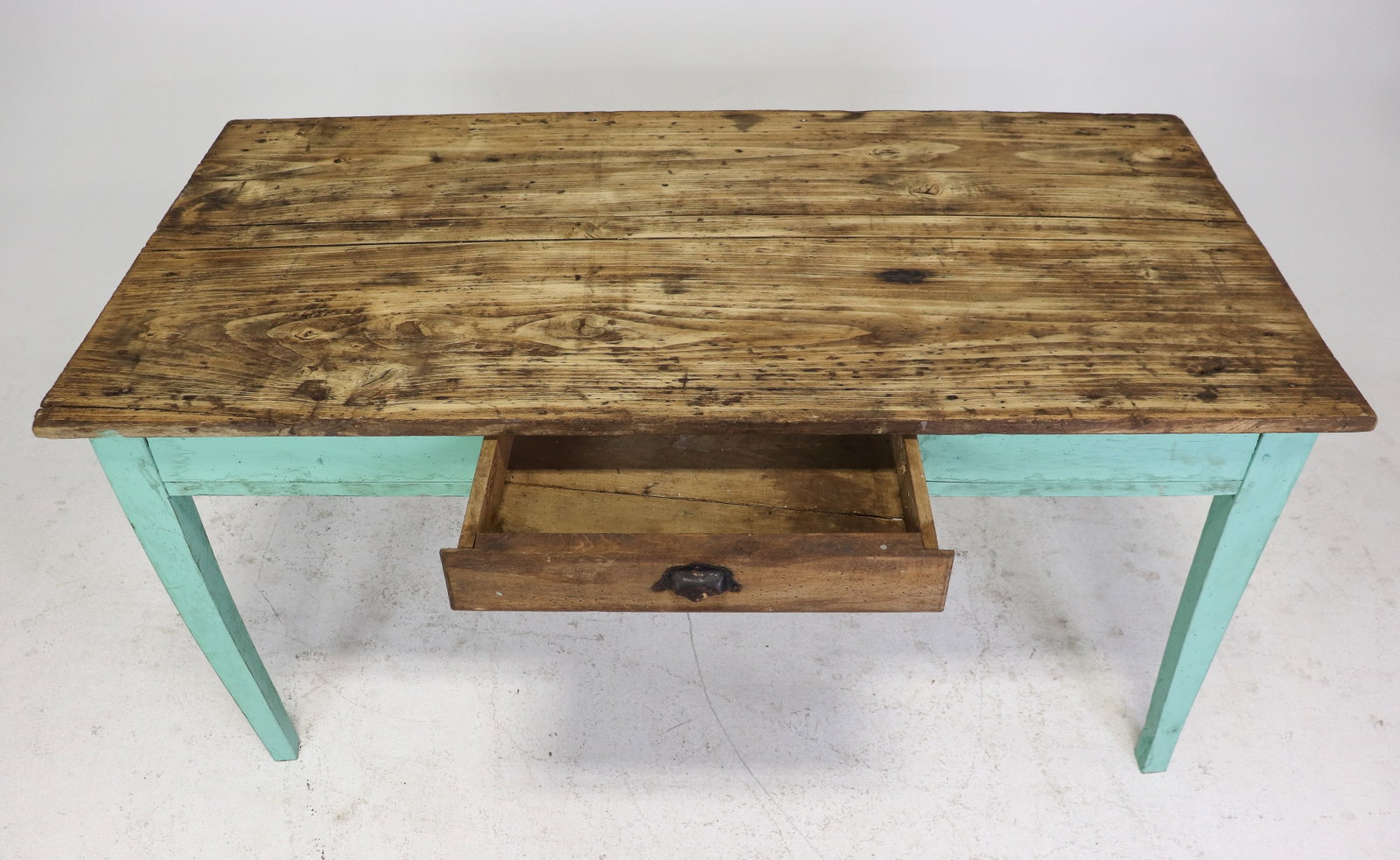 British Pine Painted Table With Drawer - 2
