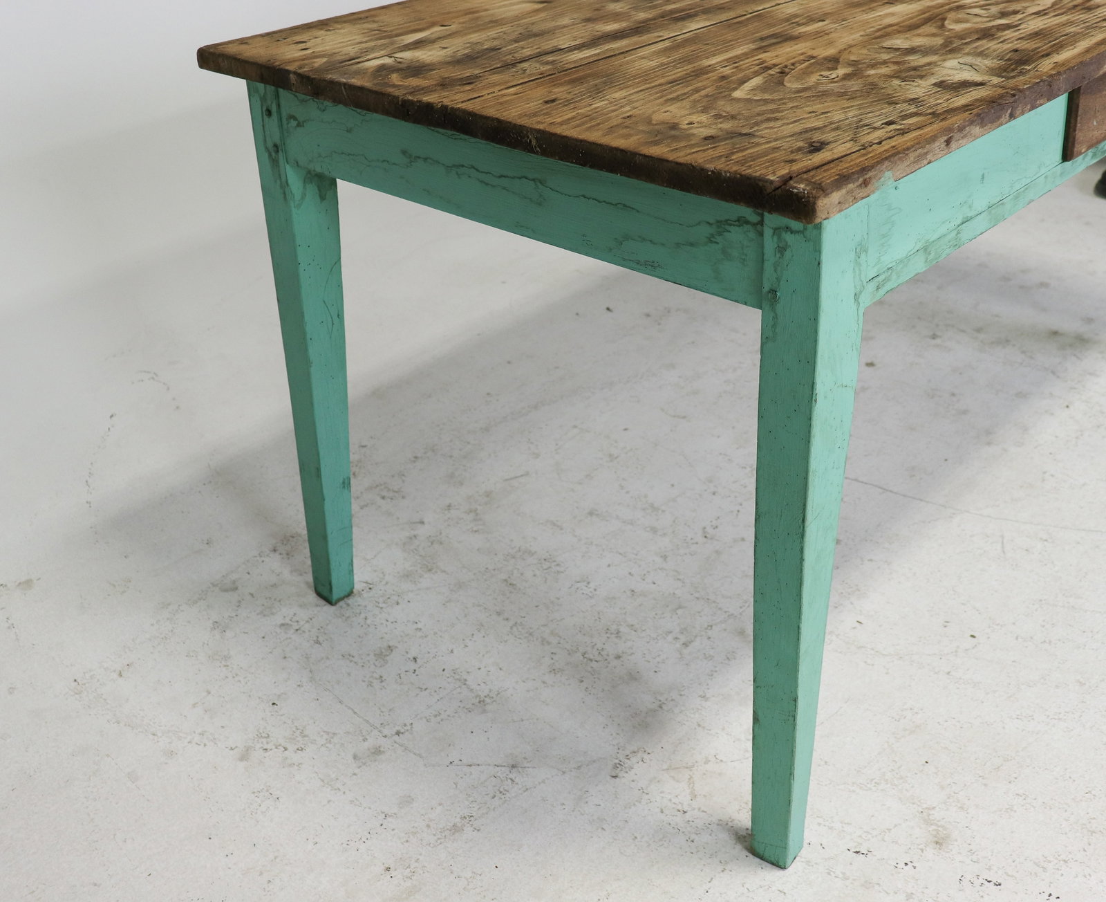 British Pine Painted Table With Drawer - 5