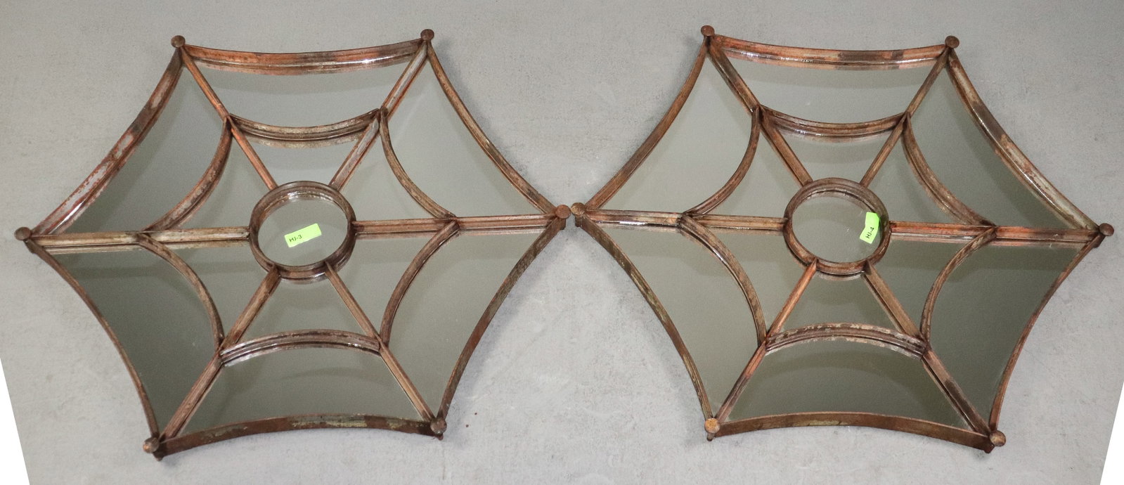 2 Iron " Spiderweb " Framed Mirrors: 2 Iron " Spiderweb " Framed Mirrors - 36 in tall x 41.5 x 1.5