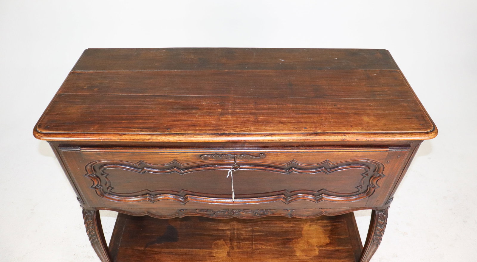 French Walnut Drop Front Dough Box - 3