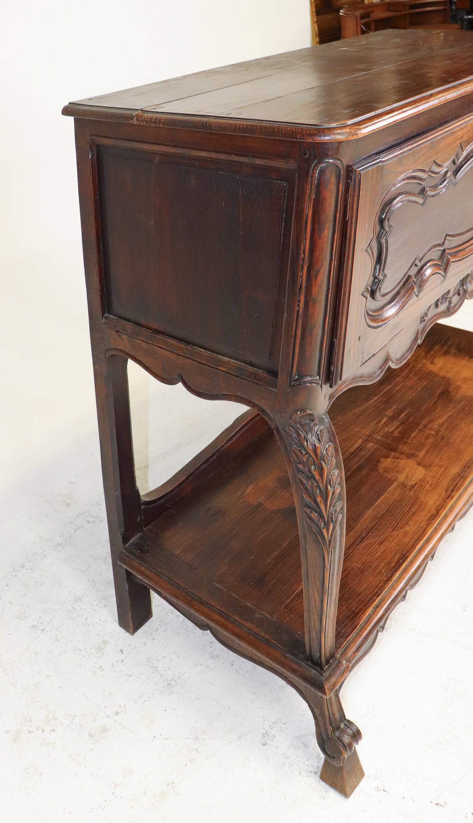 French Walnut Drop Front Dough Box - 5