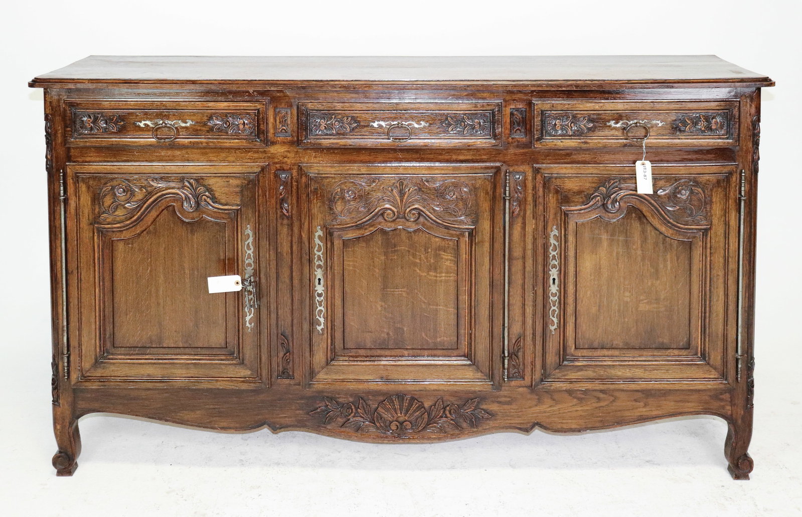 Louis XV Style Carved Oak 3 Door Sideboard #2 (1 of 10)