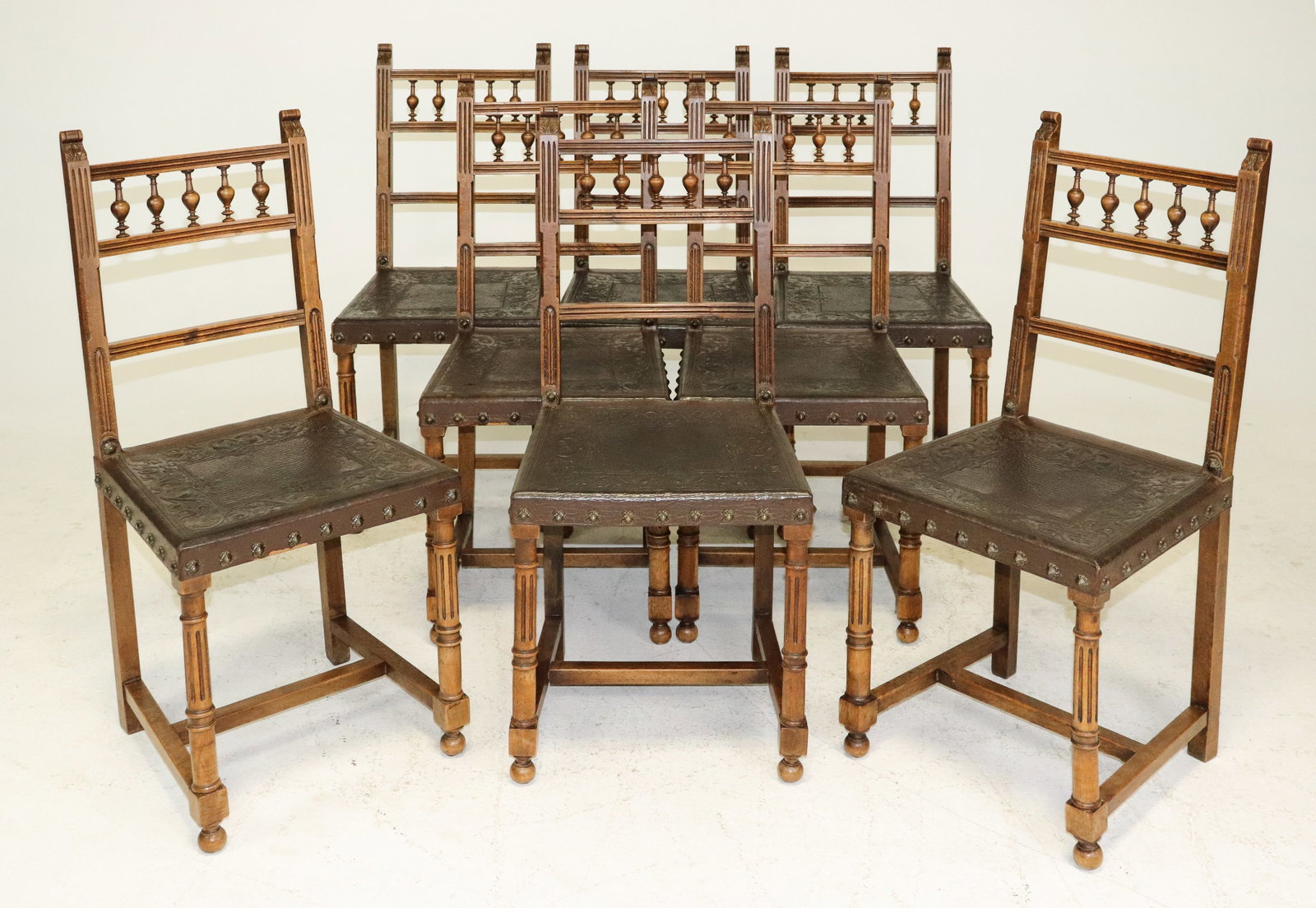 Set Of 8 Henri II Style Dining Chairs (1 of 8)
