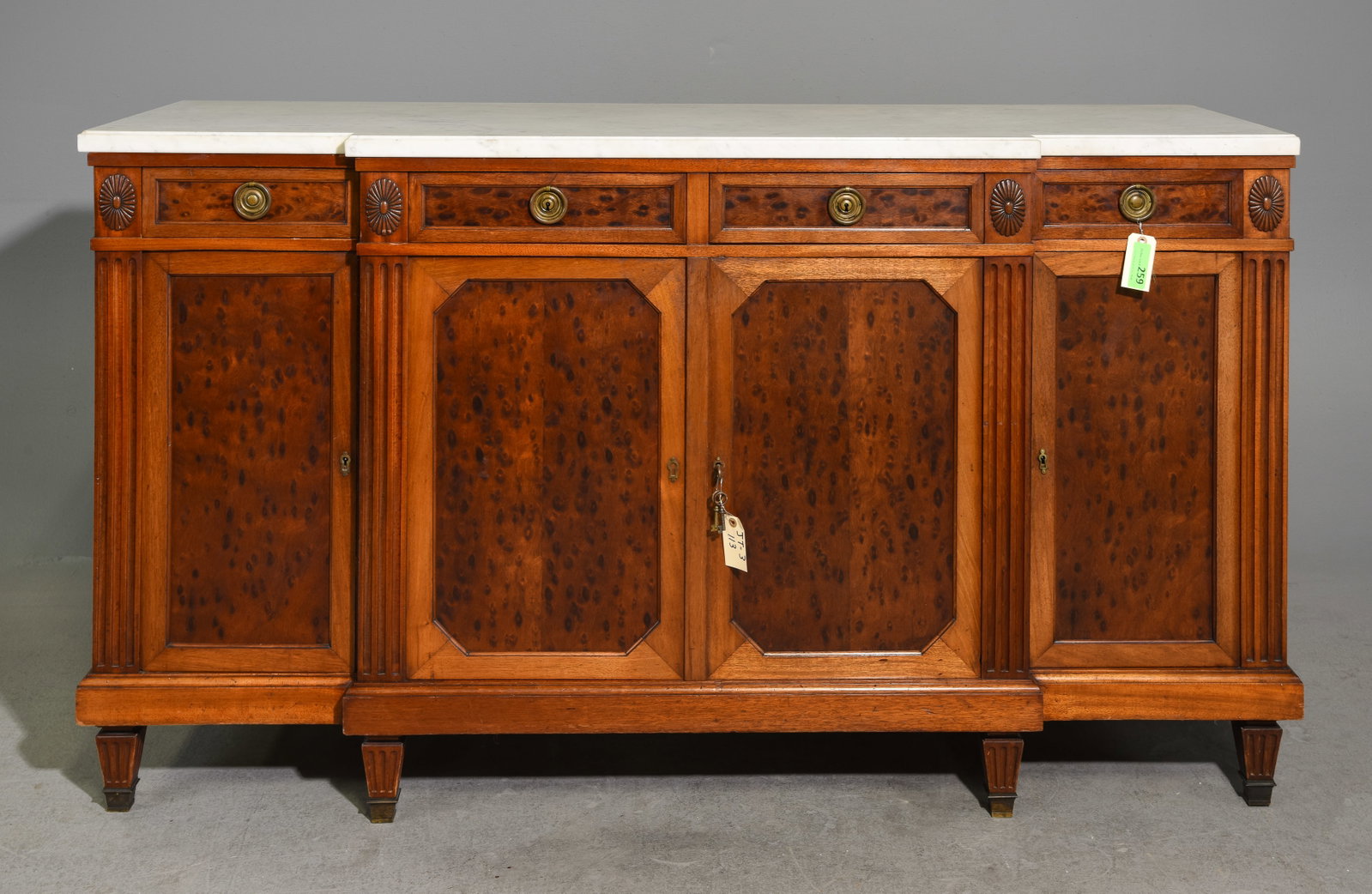 Louis XVI Style Marble Top Four Door Sideboard (1 of 9)