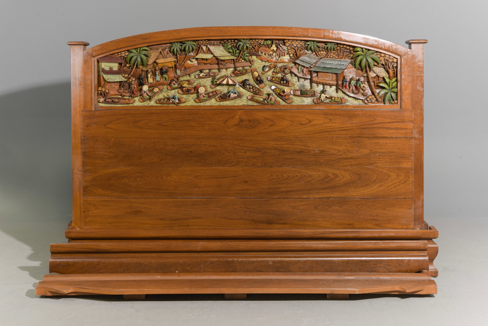 Tiki Style Carved Motif Bed with Rails (1 of 5)