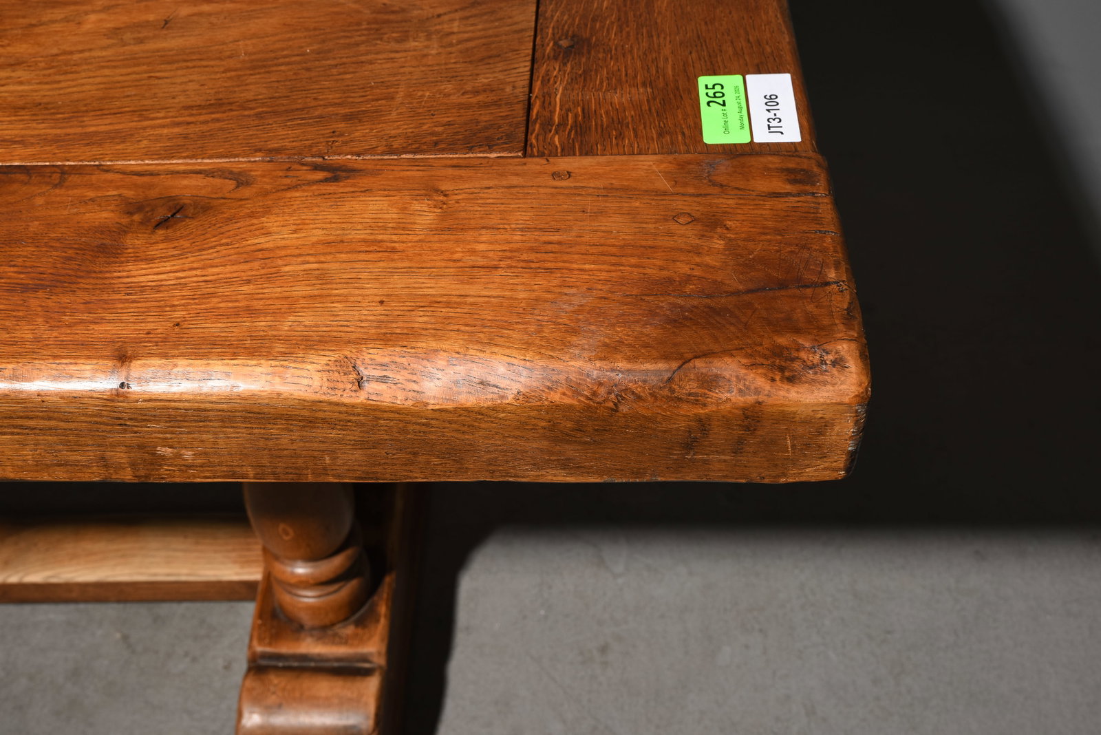 French Solid Oak Double Baluster Base Monastery Table - 4