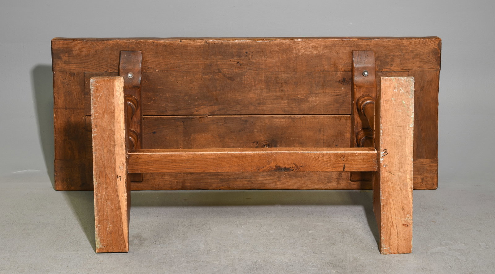 French Solid Oak Double Baluster Base Monastery Table - 6