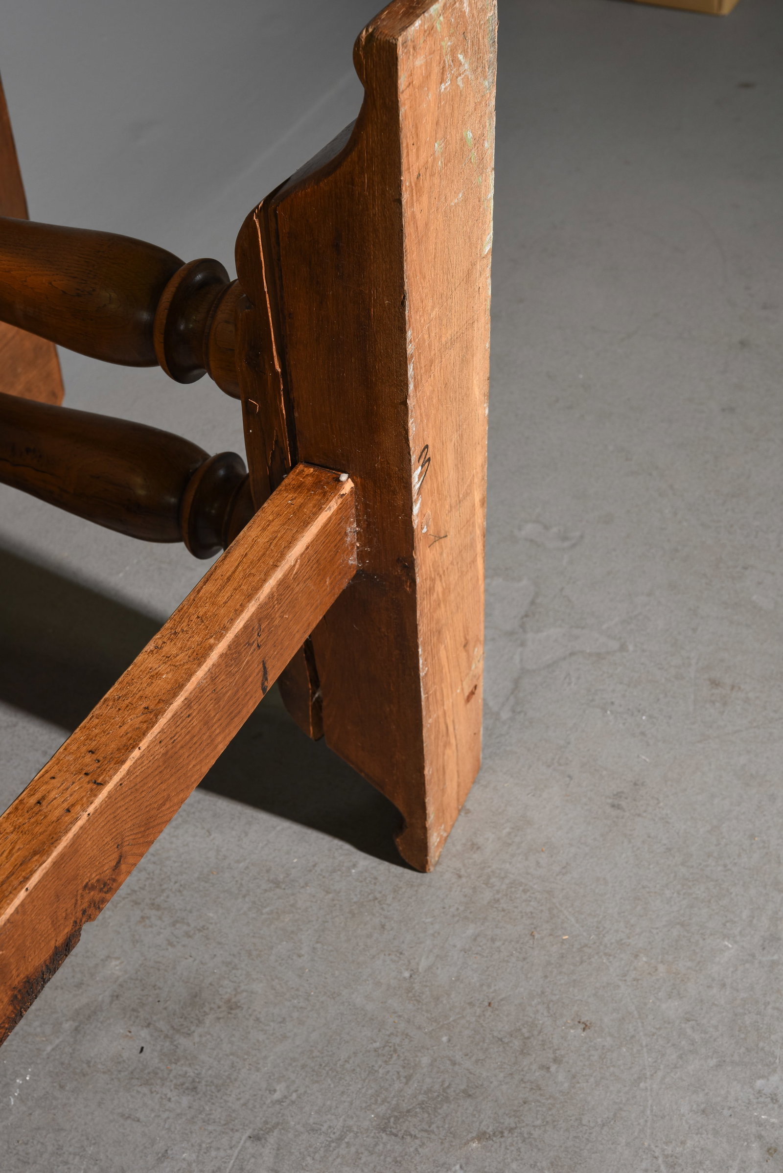 French Solid Oak Double Baluster Base Monastery Table - 7
