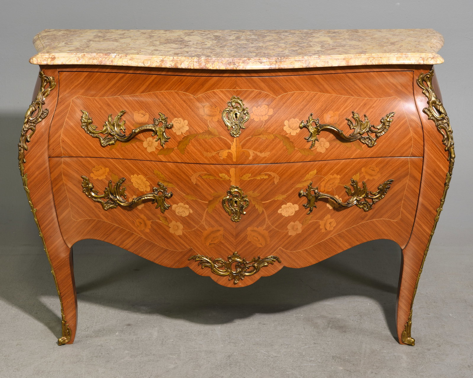 Louis XV Style Bombe Marble Top Chest (1 of 6)