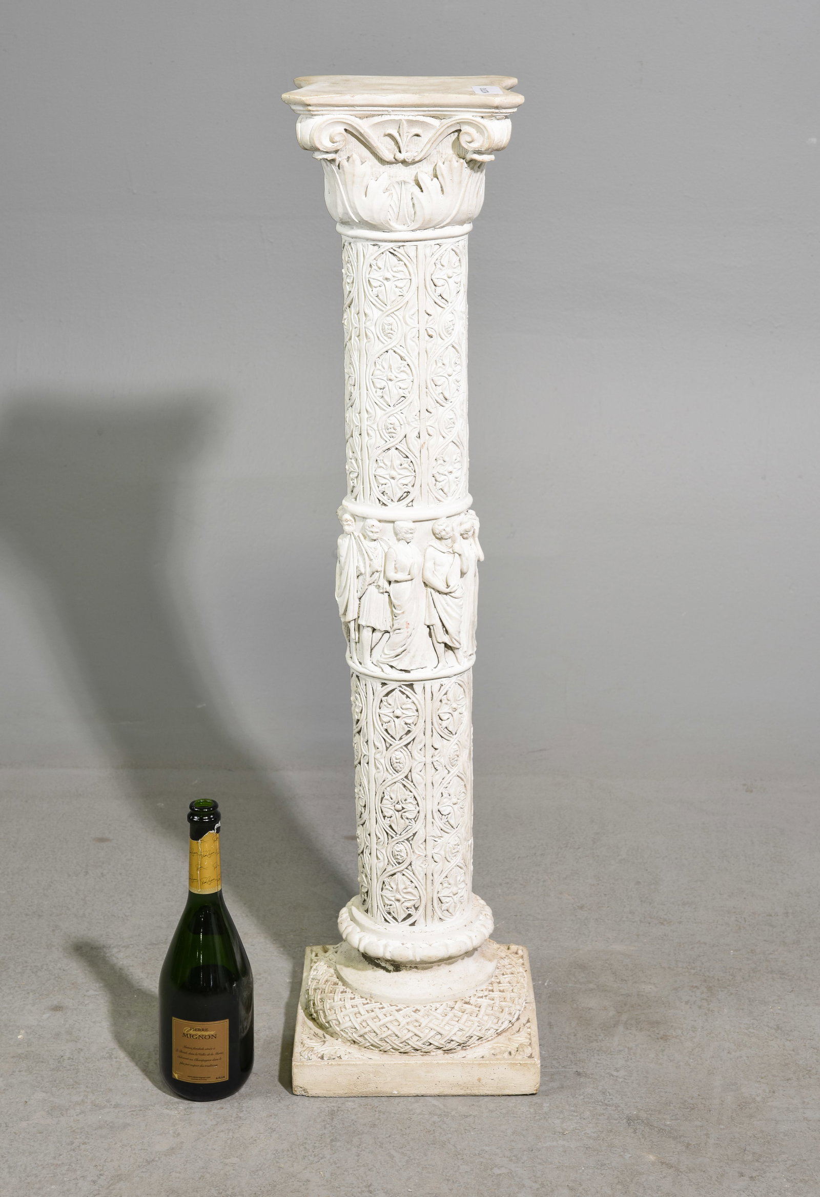 Carved Stone Column / Pedestal: Carved Stone Column / Pedestal - 39.25 in tall x 10 x 10