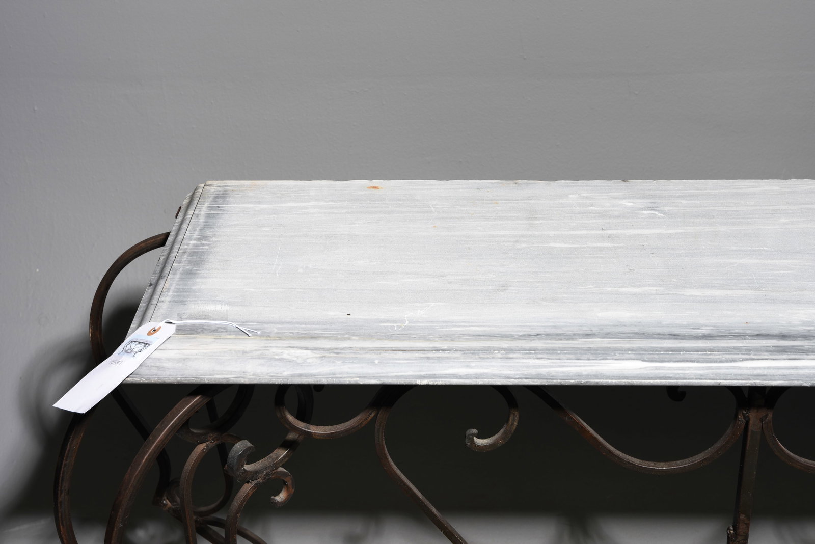 Grey Marble Top Iron Base Console / Table - 2