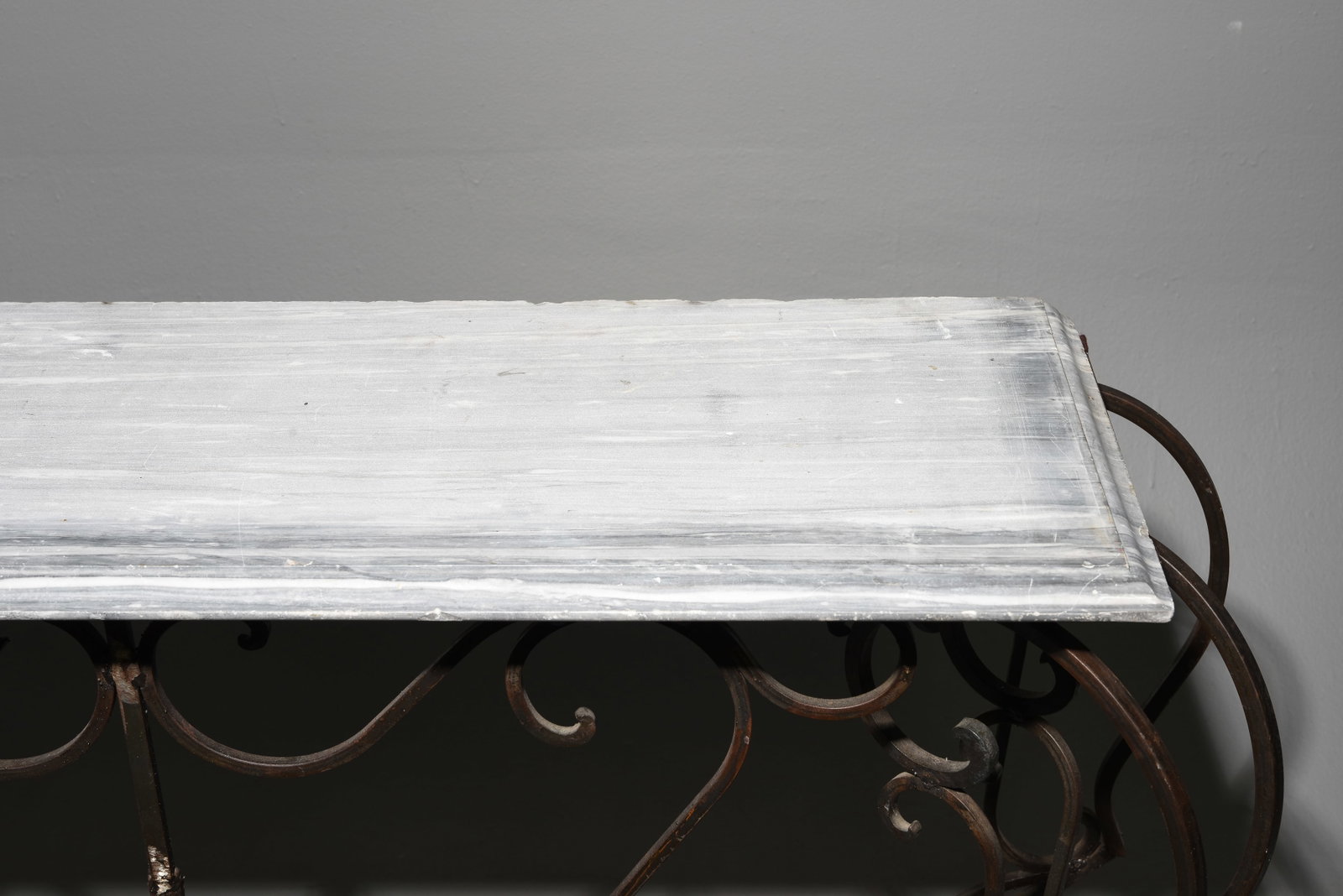Grey Marble Top Iron Base Console / Table - 3